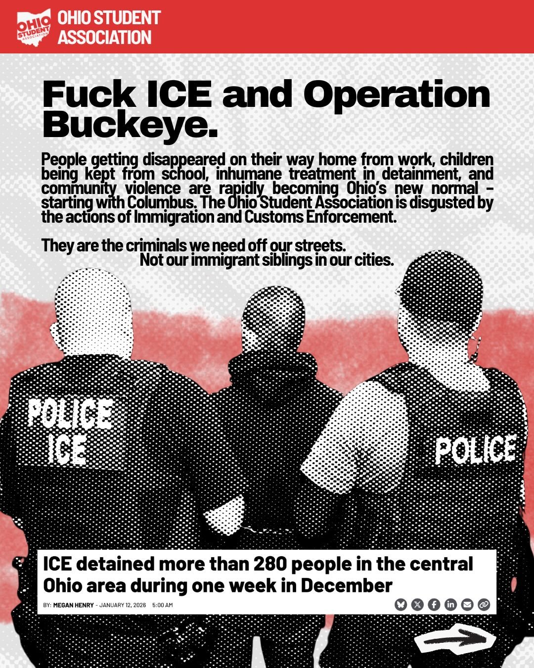 Fuck ICE.

📰 @megankhenry at the Ohio Capitol Journal
💻 @ohioimmigrantalliance for more info

Than you to our students at @theohiostateosa and @wrightstateosa for their assistance with this post.

#fuckICE #ICE #ohiostudents #ohio #ohiopolitics