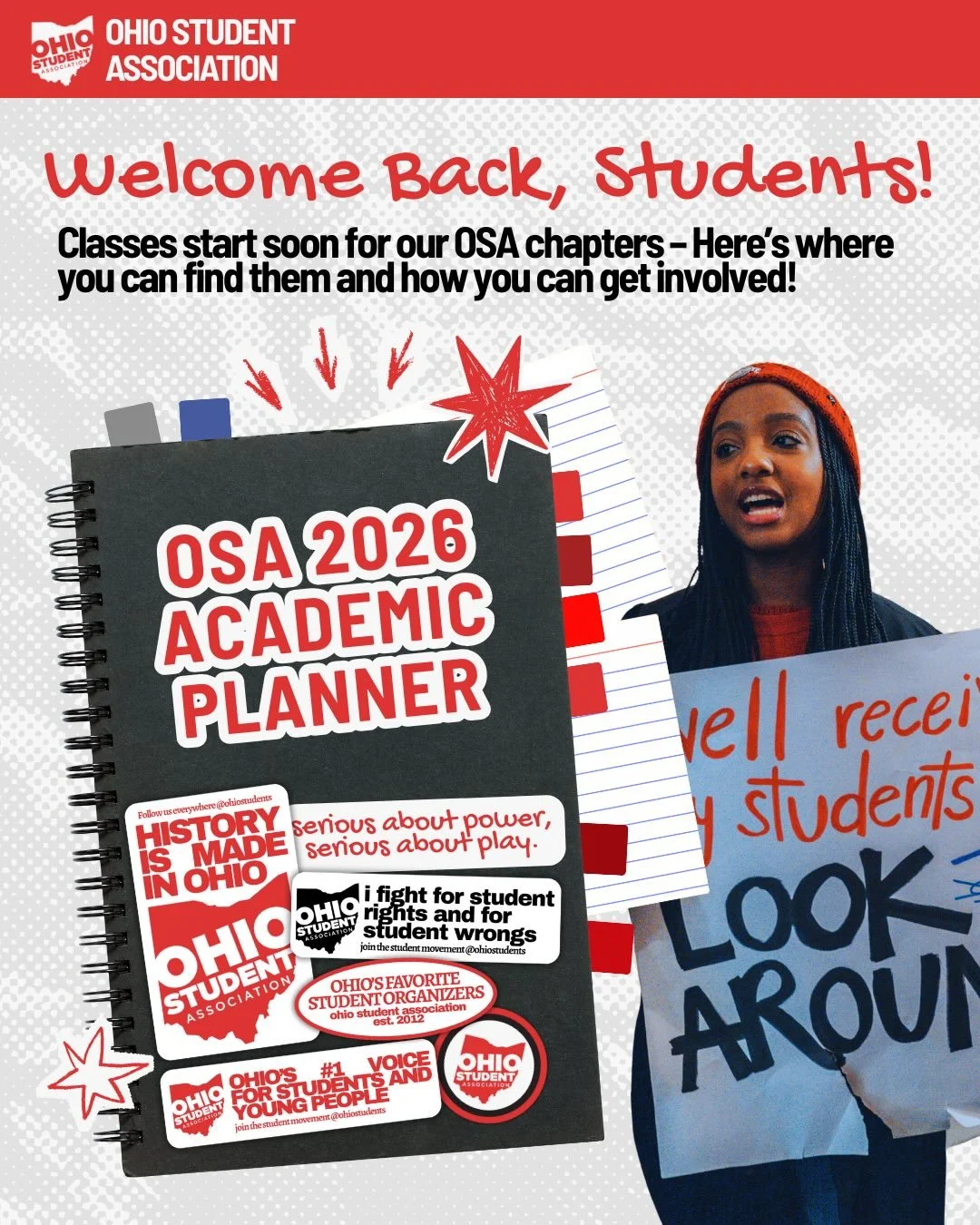 WELCOME BACK OSA-ERS! 😍🍎✨

Some of our chapters have started class, but to the rest of Ohio, it&rsquo;s time to start making your way back to campus. If you&rsquo;re a student who has been meaning to join your local OSA chapter &mdash; now is the t
