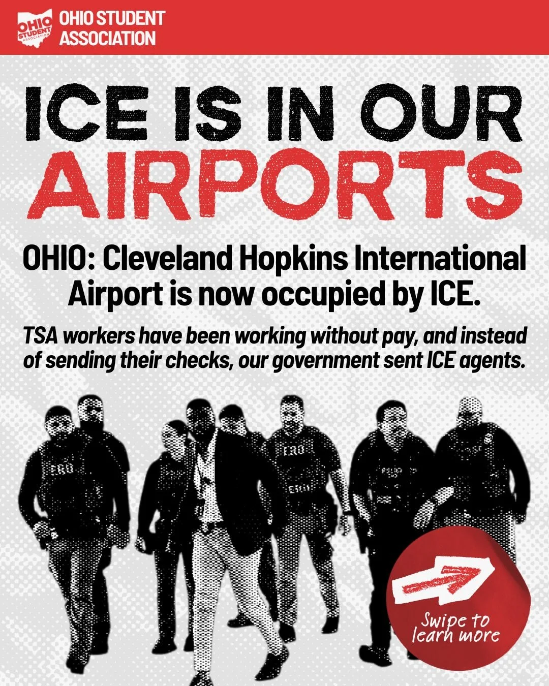 ⚠️ICE HAS OCCUPIED THE CLEVELAND HOPKINS INTERNATIONAL AIRPORT⚠️

While TSA workers go unpaid, ICE continues to receive paychecks and bonuses. Now, they&rsquo;re at airports across America to &ldquo;assist&rdquo; (without proper training) TSA employe