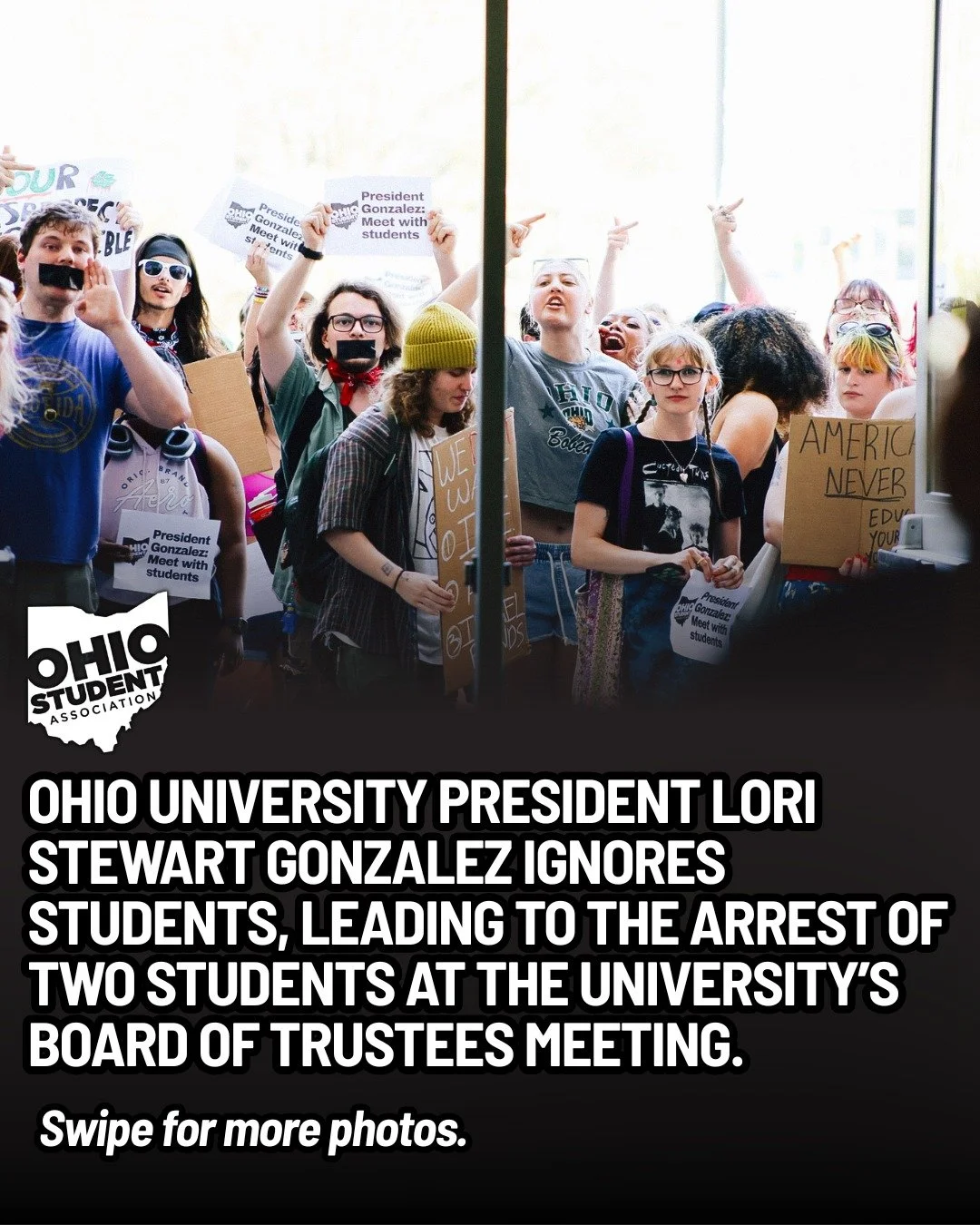 TODAY: OU OSA led hundreds of Ohio University students in walking out of class today, rallying around shared campus anti-ICE demands before marching to peacefully attend their Board of Trustees&rsquo; meeting in order to request a meeting with their 