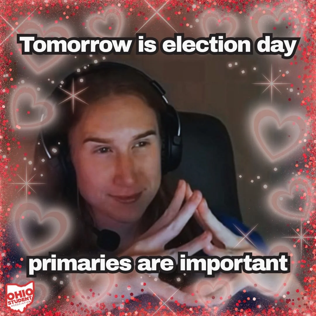 TOMORROW is primary Election Day in Ohio &mdash; and we want to see you at the polls! When you get your sticker tomorrow, take a selfie and tag us (@ohiostudents) so we can prove college students vote!

#primary #ohiostudents #ohio #college #vote