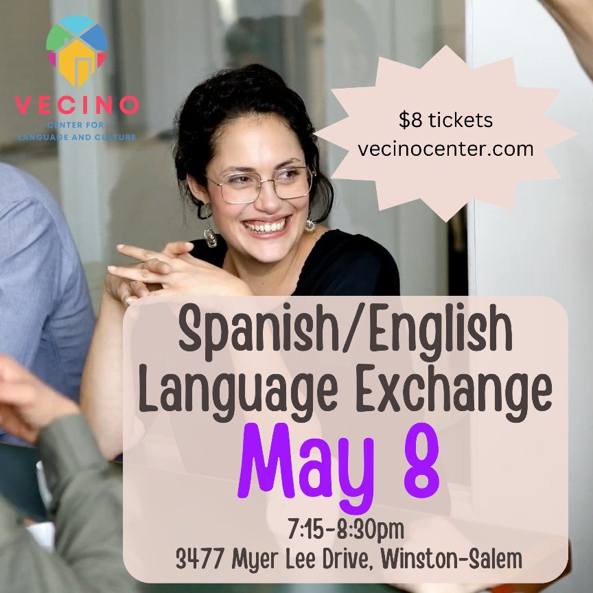 ESTA NOCHE! TONIGHT! Don't miss another one of our favorite Spanish/English language exchanges tonight at 7:15pm. Come to practice your Spanish or English with native speakers.

Swipe to see some photos from some of our previous exchanges! 👀