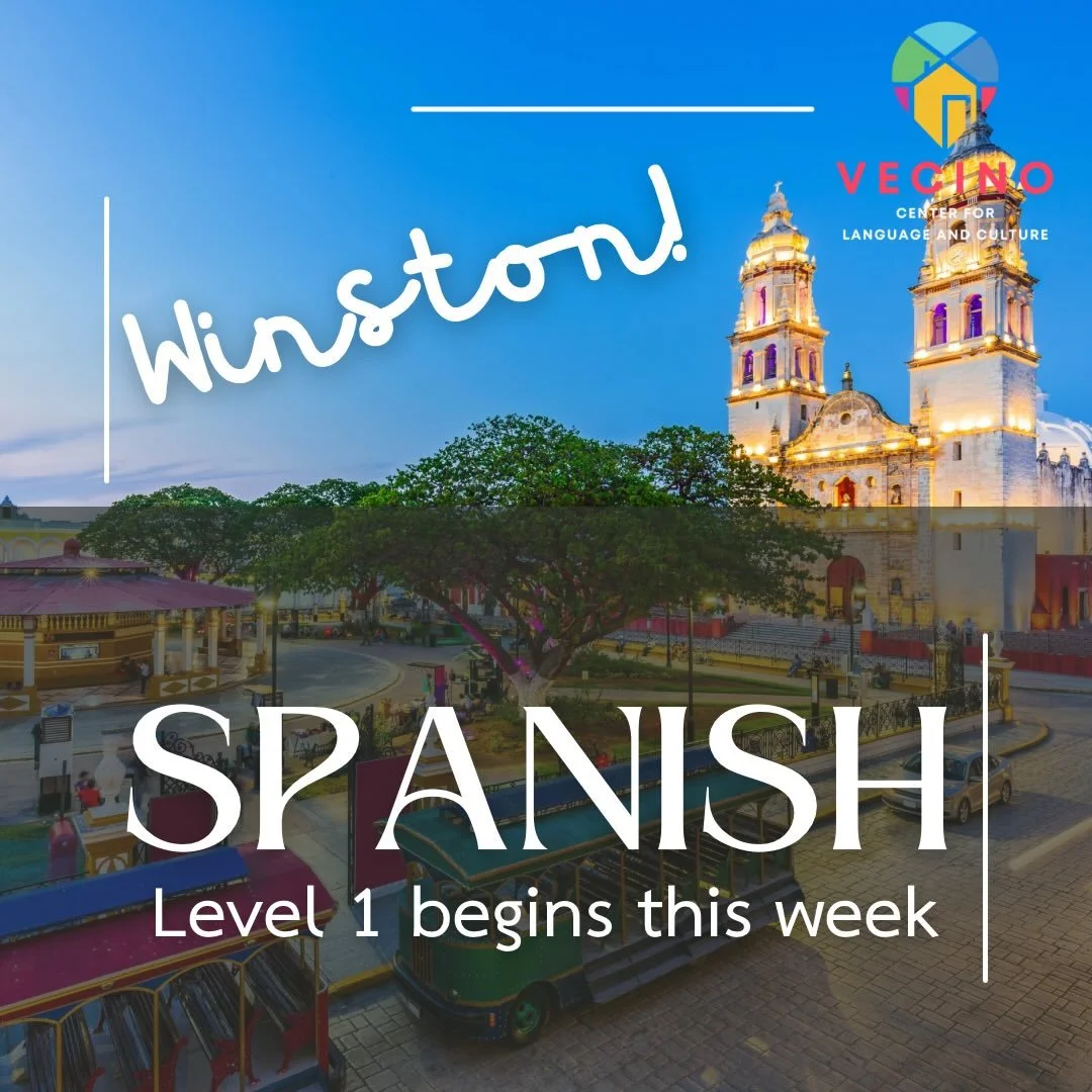 Spanish Level 1 and French for Travelers start this week! Our summer courses are 2 week intensives so that you can plan around your travels. Sign up at vecinocenter.com (link in bio).
