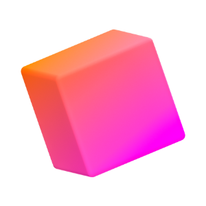 3D cube with gradient colors in orange and pink