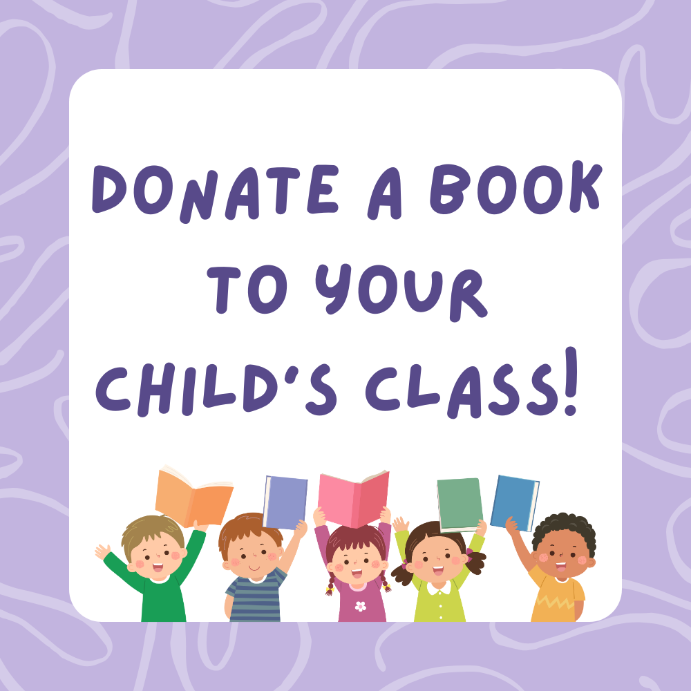 Library Reminder Classroom Announcement in Purple Illustrated Style.png