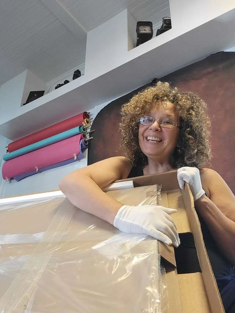 When I say white glove service, I mean it! Working on unboxing a client&lsquo;s Wall art that just came in from our Print lab 📷👉🖼️😍 making sure that it passes our excellence criteria before I deliver it. Can&rsquo;t wait for the client to see thi