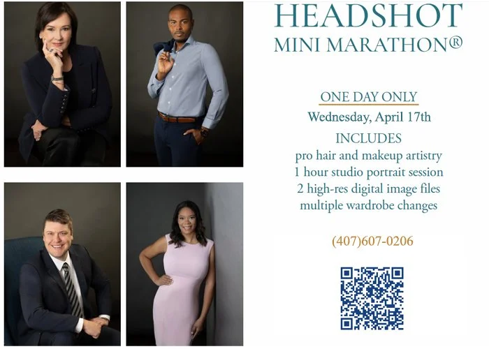 This Friday is IT - The ONLY Headshot Mini Day we&rsquo;re offering this April &mdash; and we&rsquo;re down to just 3 spots:

9:00 AM (man)

10:45 AM (woman)

5:00 PM (man)

That&rsquo;s it. No waitlist. No additional dates in April.

If you&rsquo;ve