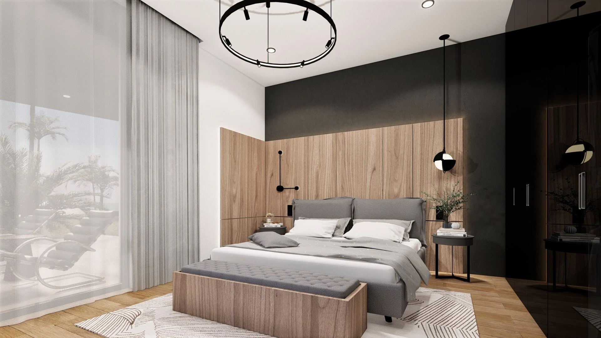 Spacious and opulent master bedroom in a high-end Bauhu modular home, featuring a king-sized bed and premium decor