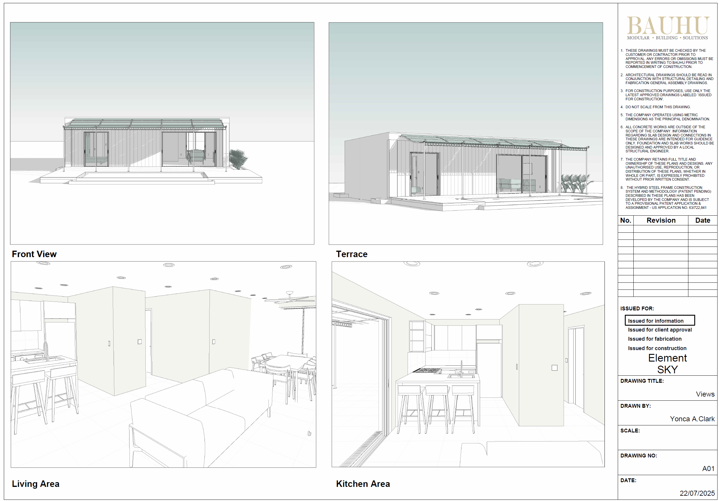 Typical Bauhu modular home construction drawing plan set