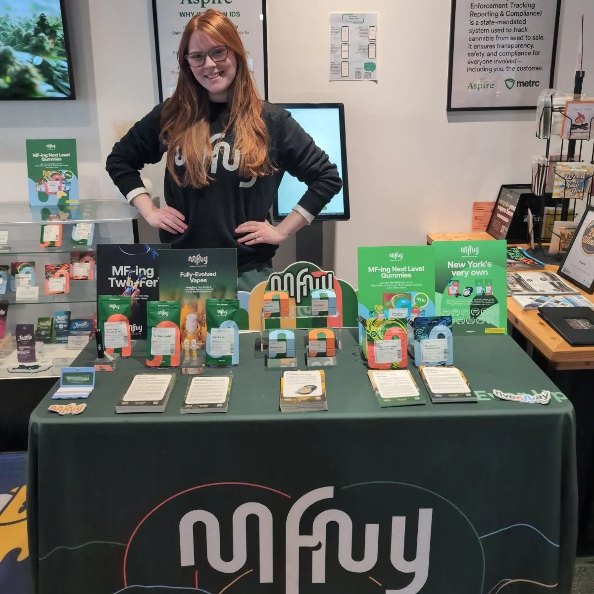 Come check out what Emily from  MFNY has to offer. Here at Aspire until 4pm! @mfny.ny