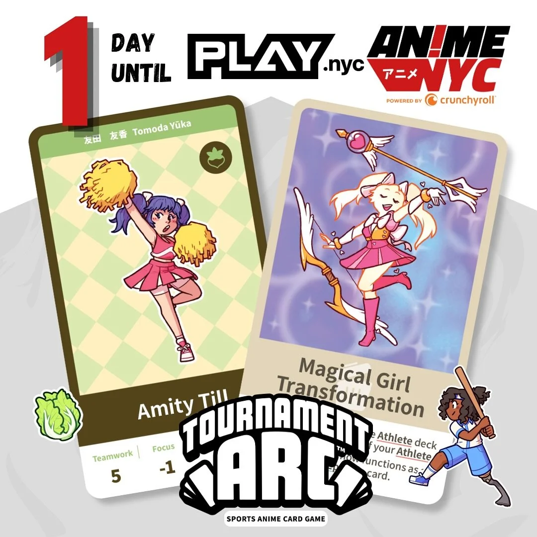 Tomorrow kicks off Play NYC @ Anime NYC! ⚽🏐🏆 Draft, train, and compete as you build your own Sports Anime with friends!

Try out Tournament Arc: the game ANYC loved in 2024 and got over 1,300% funded on Kickstarter! Meet the creators and win some p