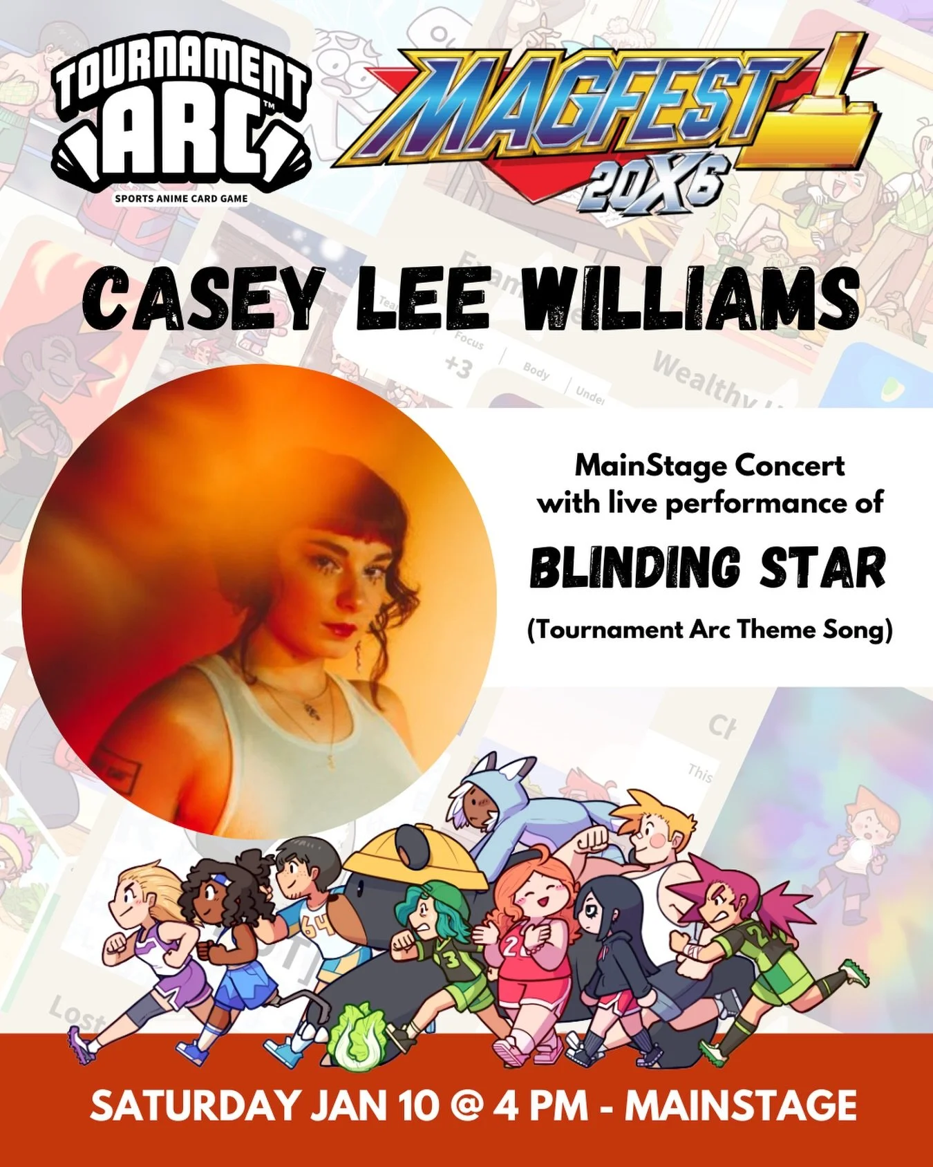 At MAGFEST 2026? 🔥 Come watch @caseyleewilliams perform the Tournament Arc theme song and music from RWBY on the Mainstage! Saturday (Jan 10) at 4 pm. 🔥 

See you there 👋 

#magfest #magfest2026 #tournamentarc #anime #boardgames
