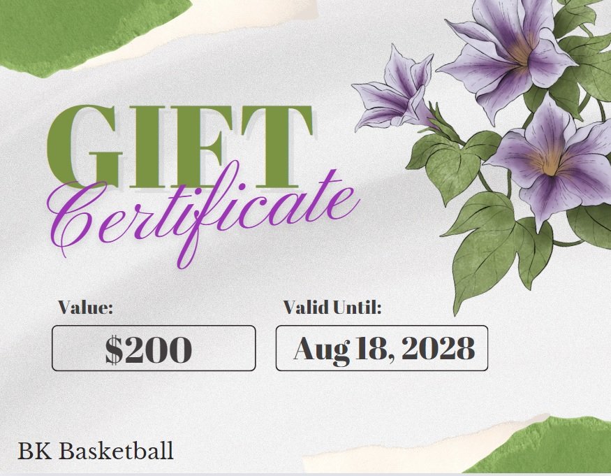 BK Basketball Gift card