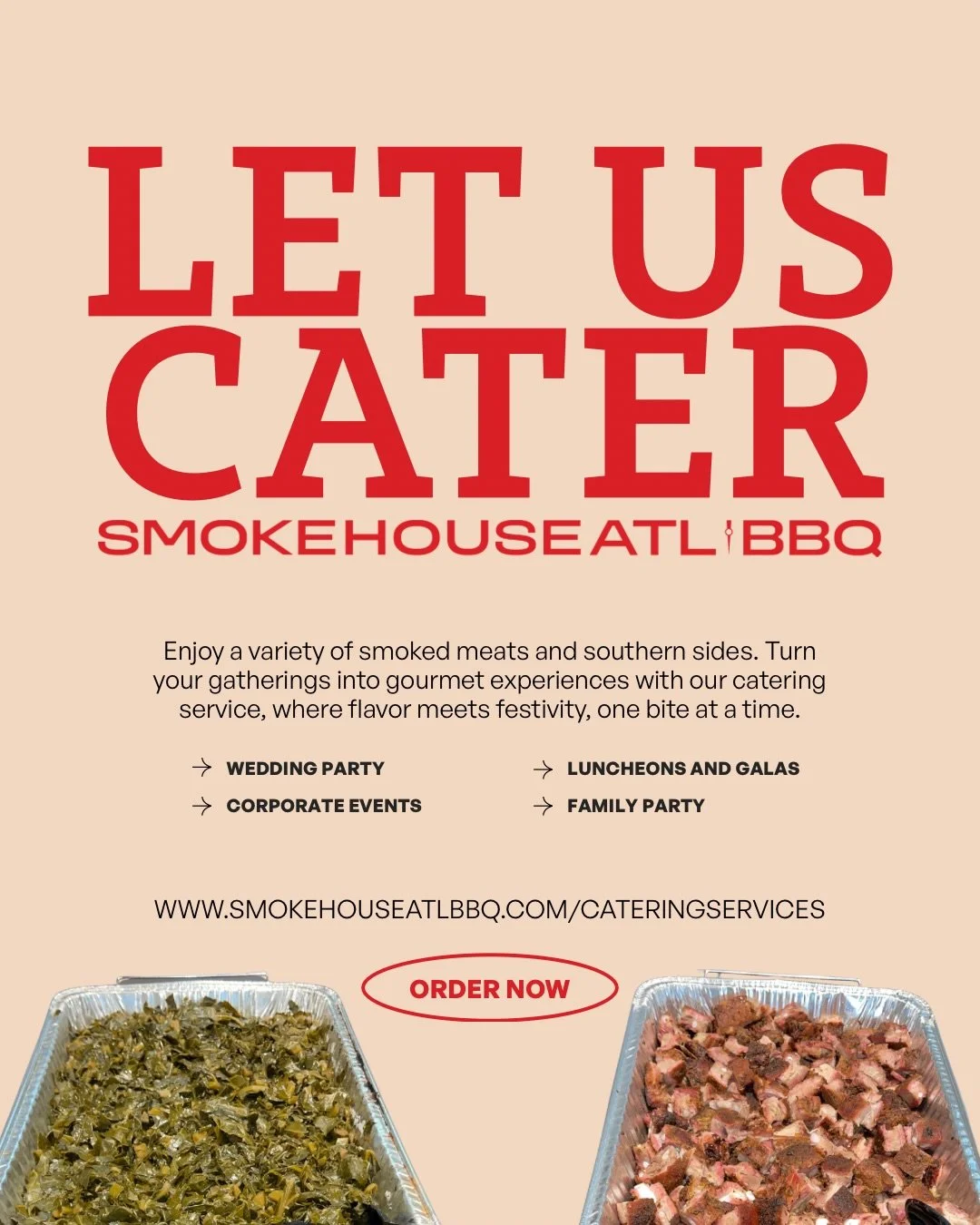 Planning a party, wedding, corporate lunch, or any event? Let Smokehouse ATL BBQ cater it for you. Big flavor, easy setup, and food the whole crowd will love. Text/call us today to lock in your date. 🔥🔒

📍7490 Old National hwy suite 700, 
  Riverd