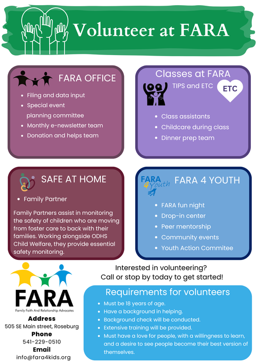 Volunteer at FARA — Family Faith and Relationship Advocates