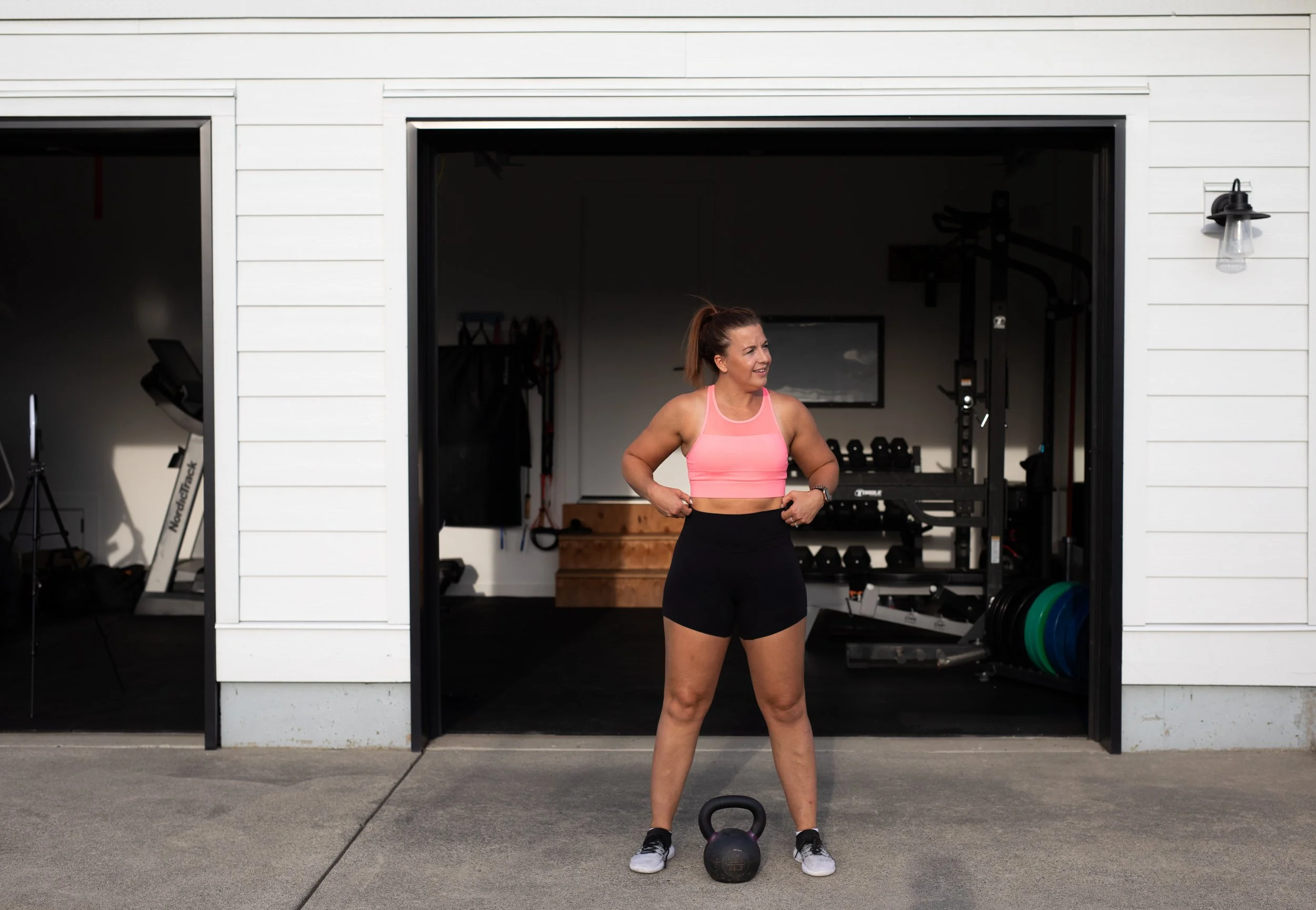 Female personal trainer kettlebell