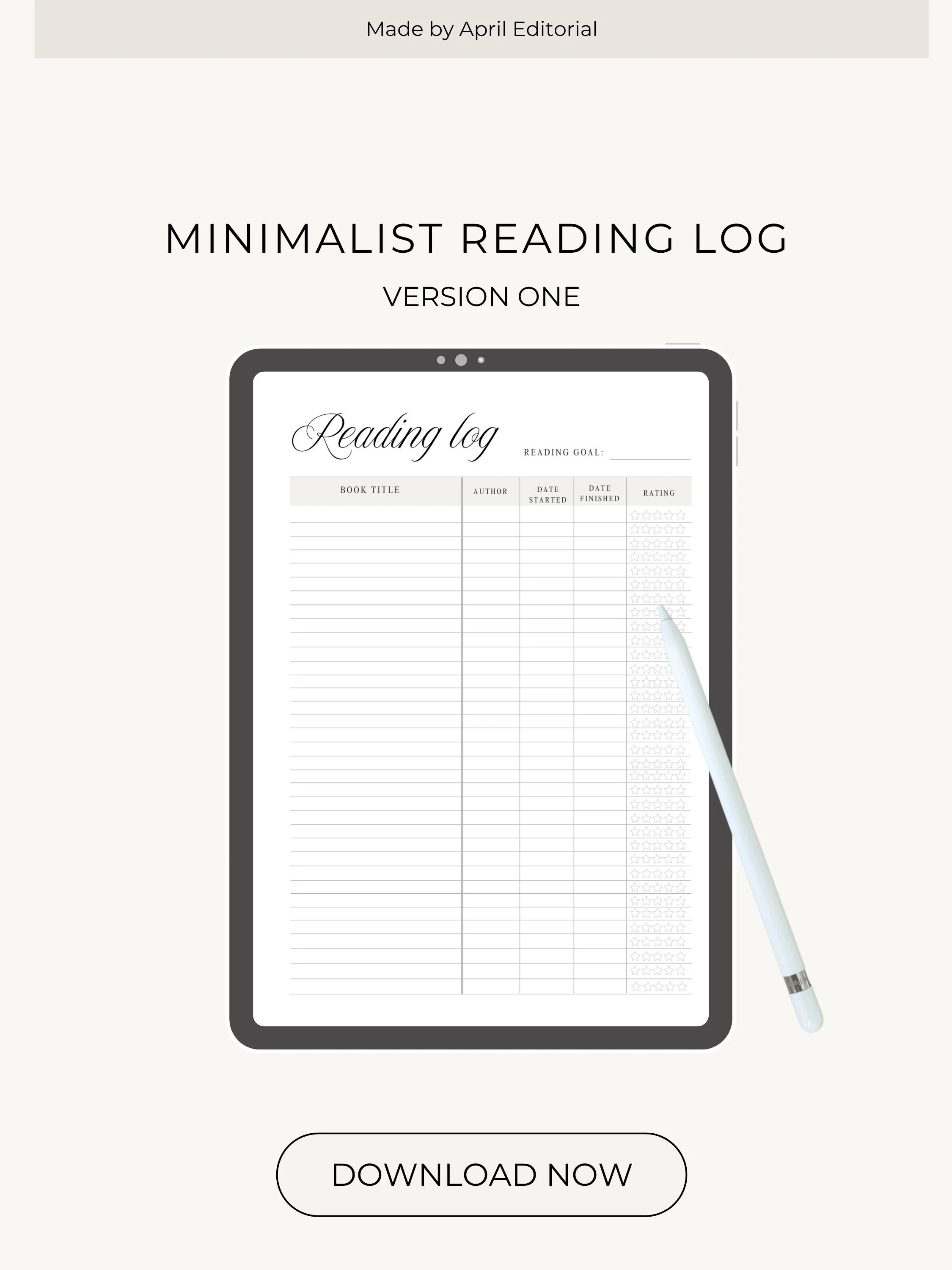 Ipad with a reading log printable