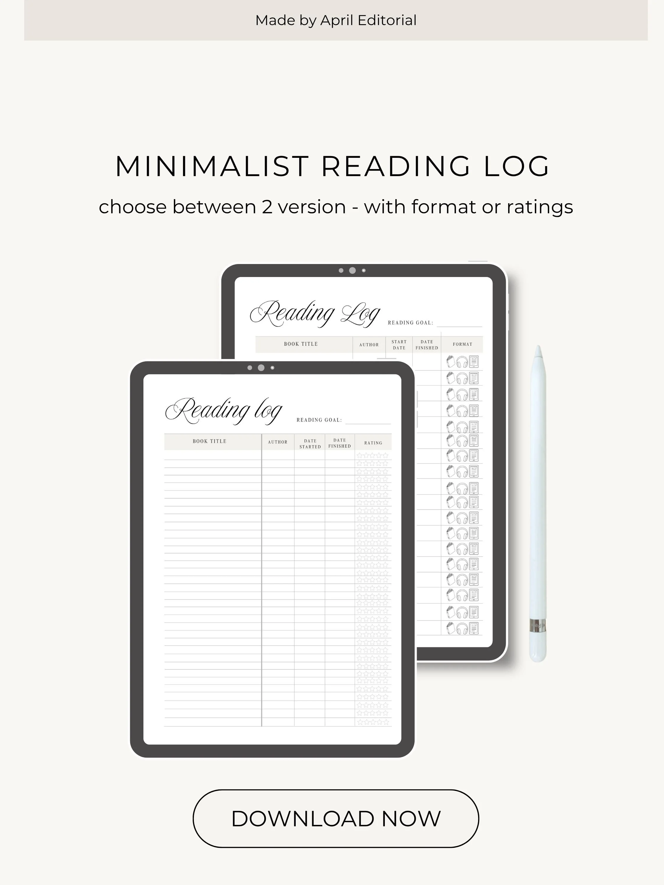 Ipad with a reading log printable