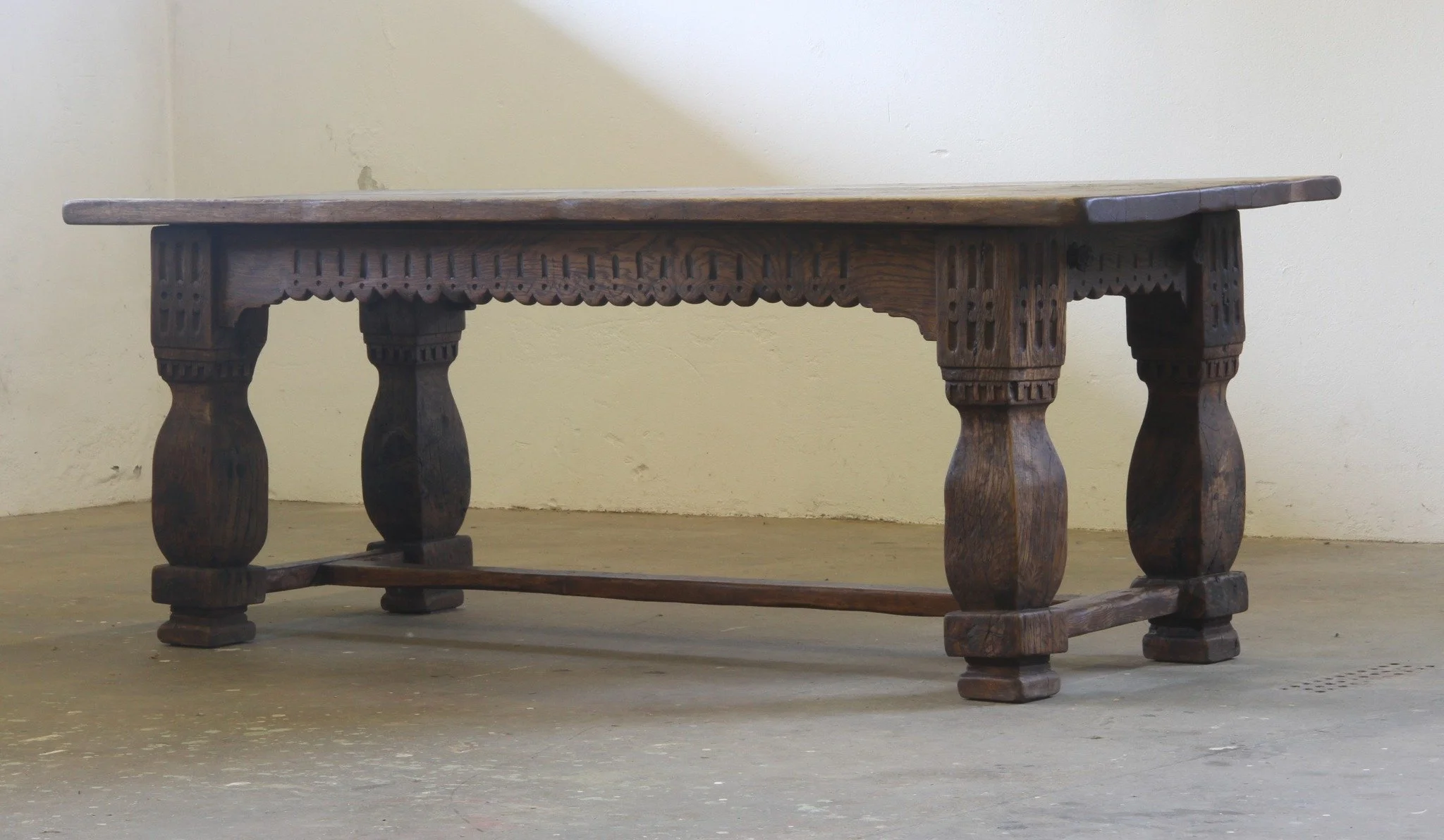 Large 17th Century Jacobean Style Baroque Farmhouse Refectory Table, Early 1900s 

SKU: mb00087

You could literally dance on this table. Built in the 1930s&ndash;40s from bog-laid solid oak &mdash; timber steeped in earth to develop a patina that mi