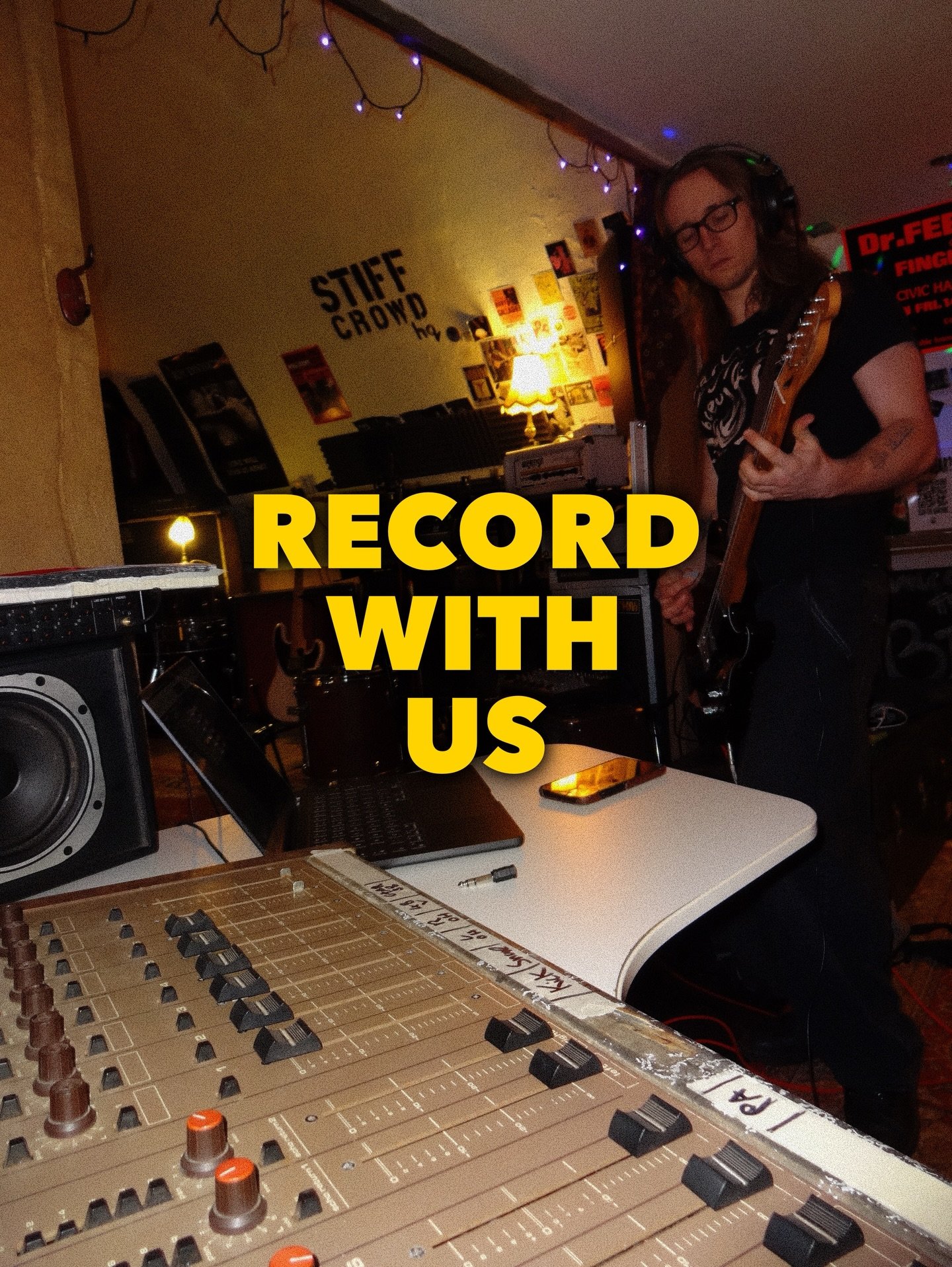 Hi! i&rsquo;m Jacob and i&rsquo;m now offering live band recording sessions at Stiff Crowd HQ!

the offer is: come in well-rehearsed and we&rsquo;ll record 1-3 tracks in a day, live in the room, capturing the real sound of your band 

i&rsquo;ll hand