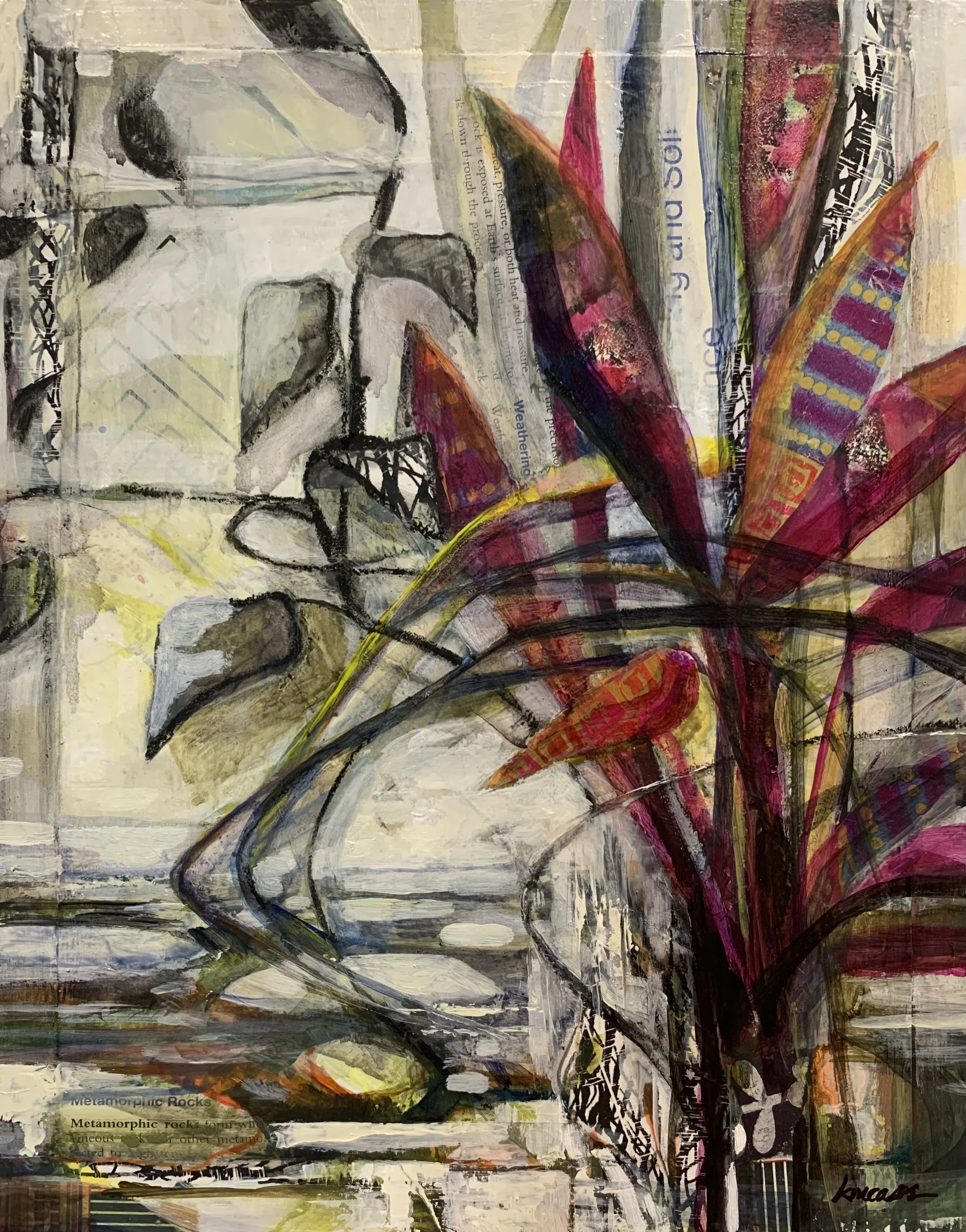 Organic Chemistry I, 14" x 11", Mixed Media on Panel