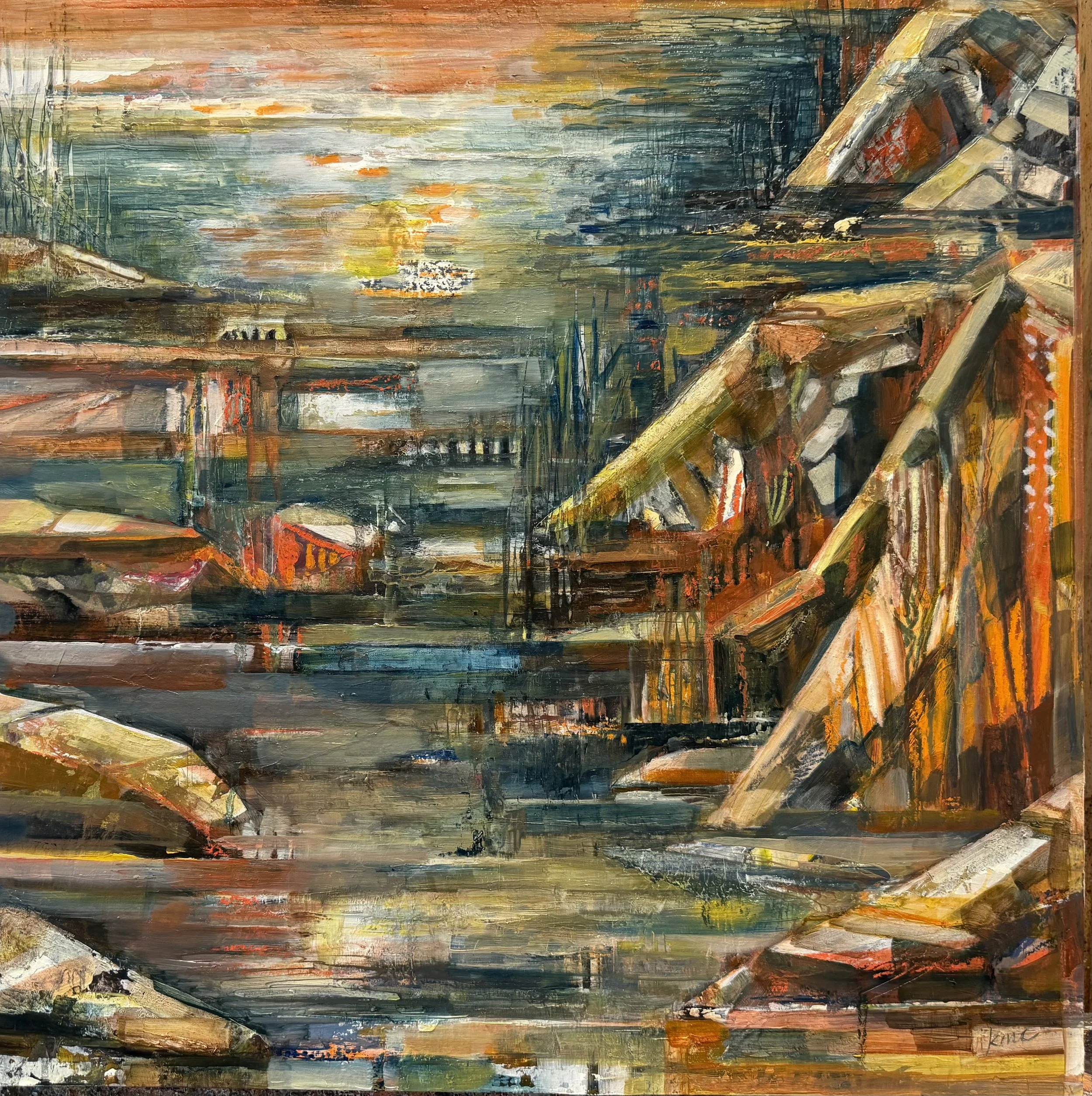 On the Edge, 20" x 20", Mixed Media on Panel