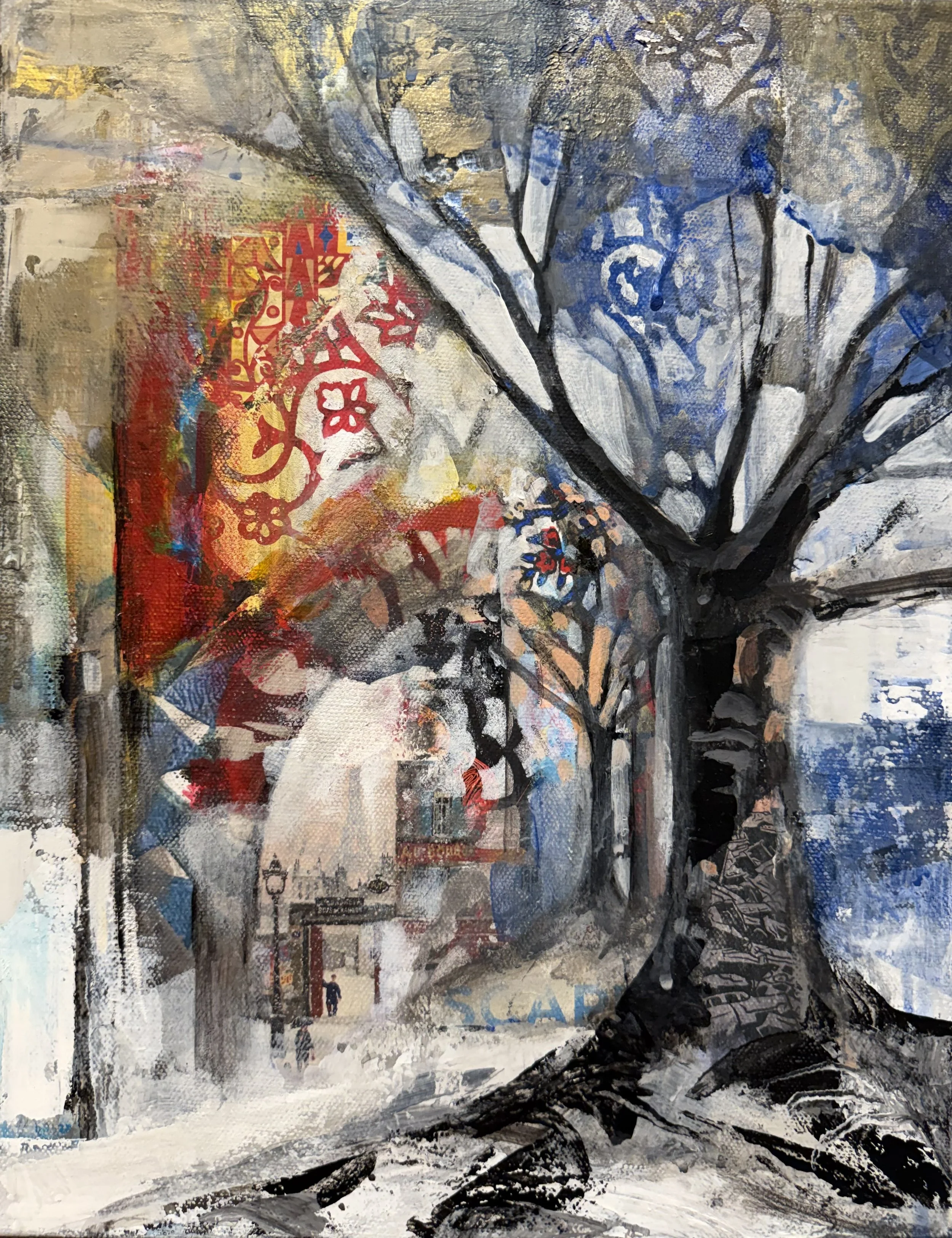 Winter Wanderland, 14" x 11", Mixed Media on Canvas