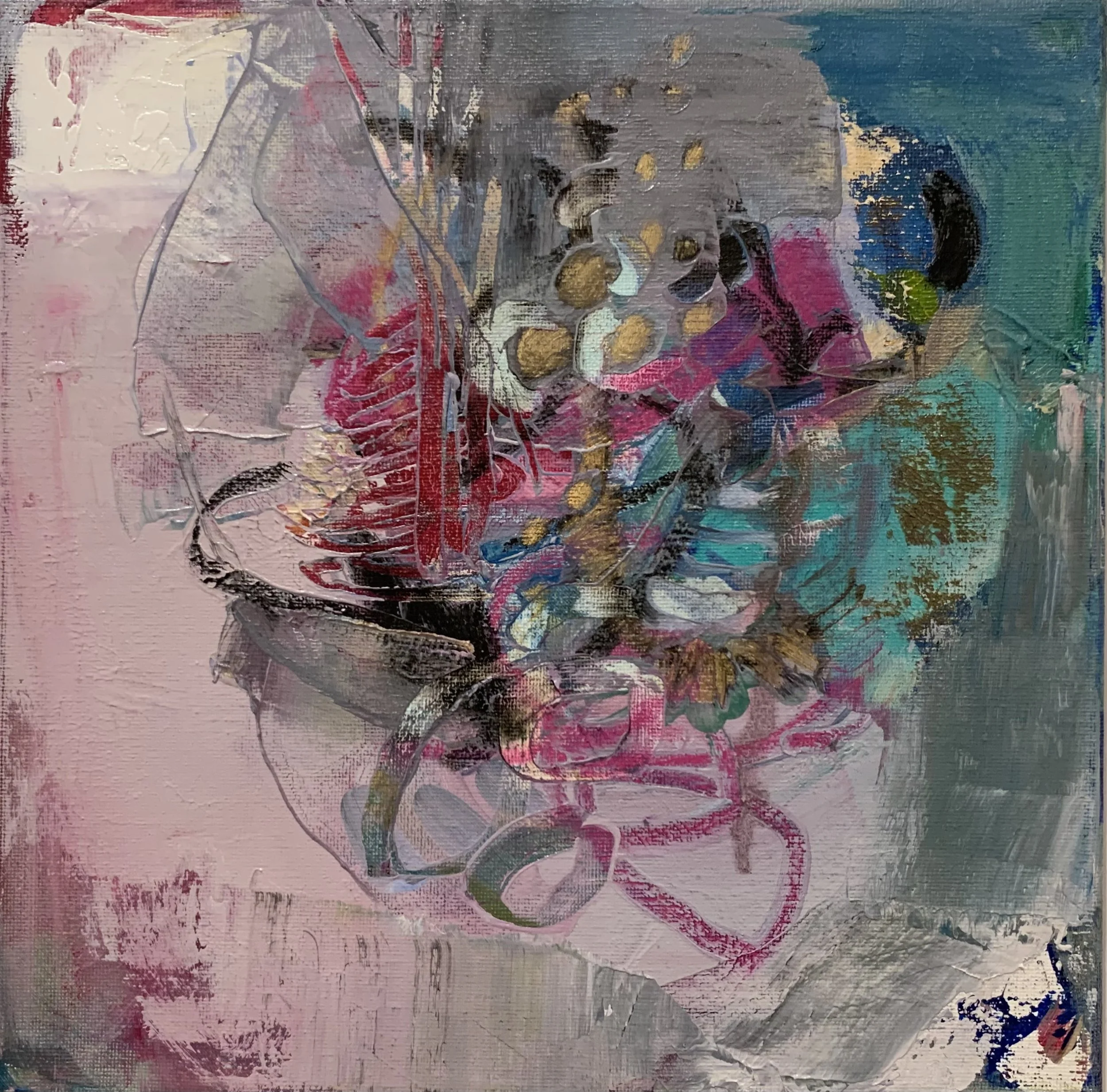 Aqua Tangle II, 10" x 10", Oil on Canvas
