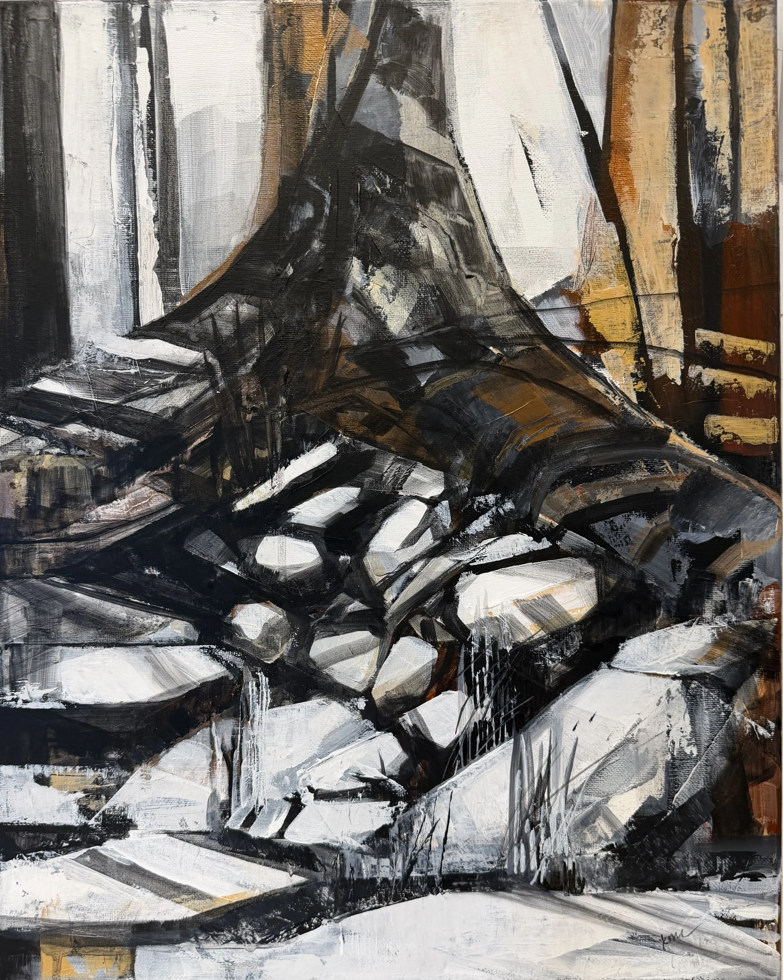 Sketch II: Roots, 20" x 16", Acrylic & Graphite on Canvas