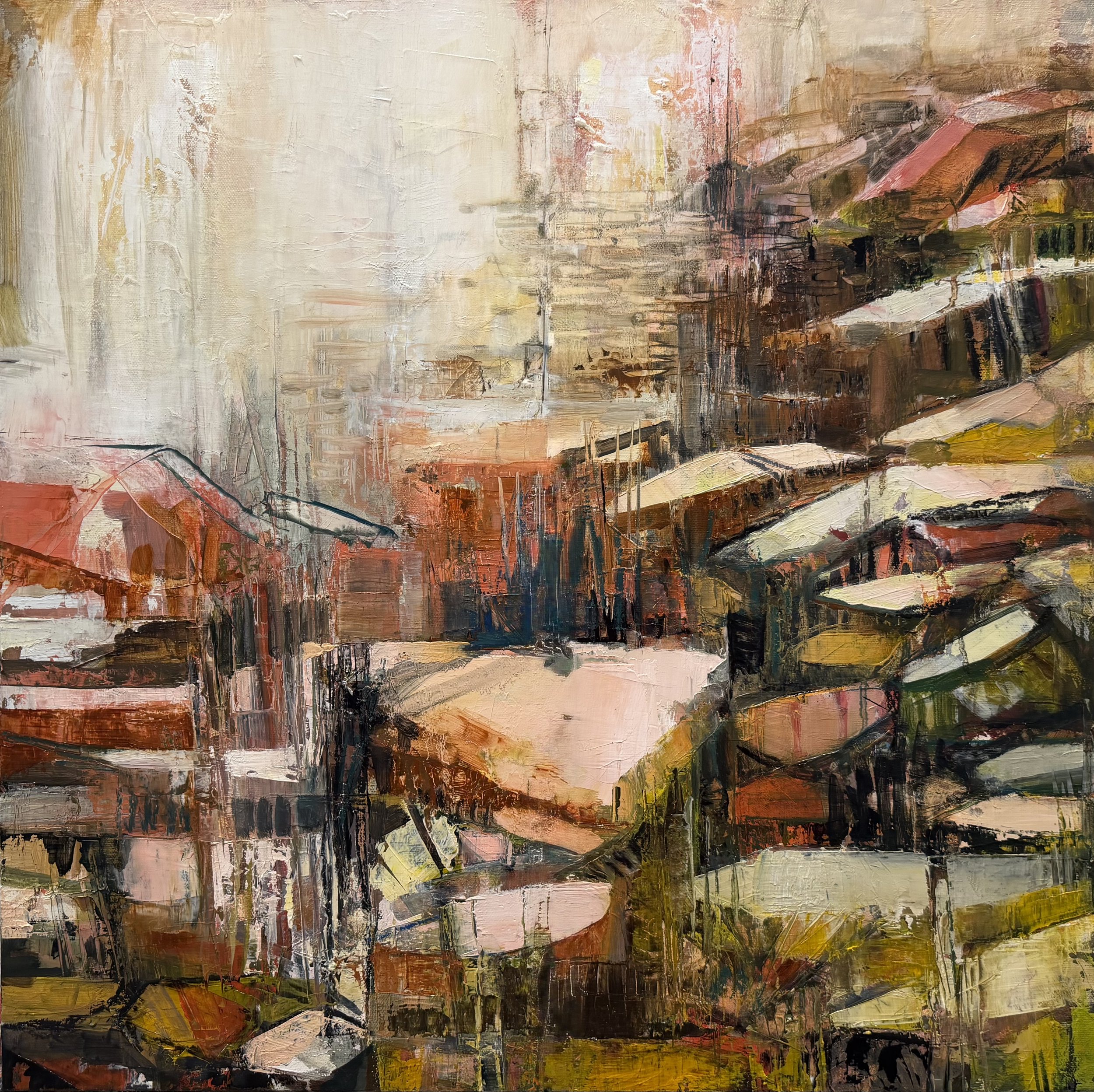 Balancing Act (set framed separately), 24" x 12" each, Oil on Canvas Diptych