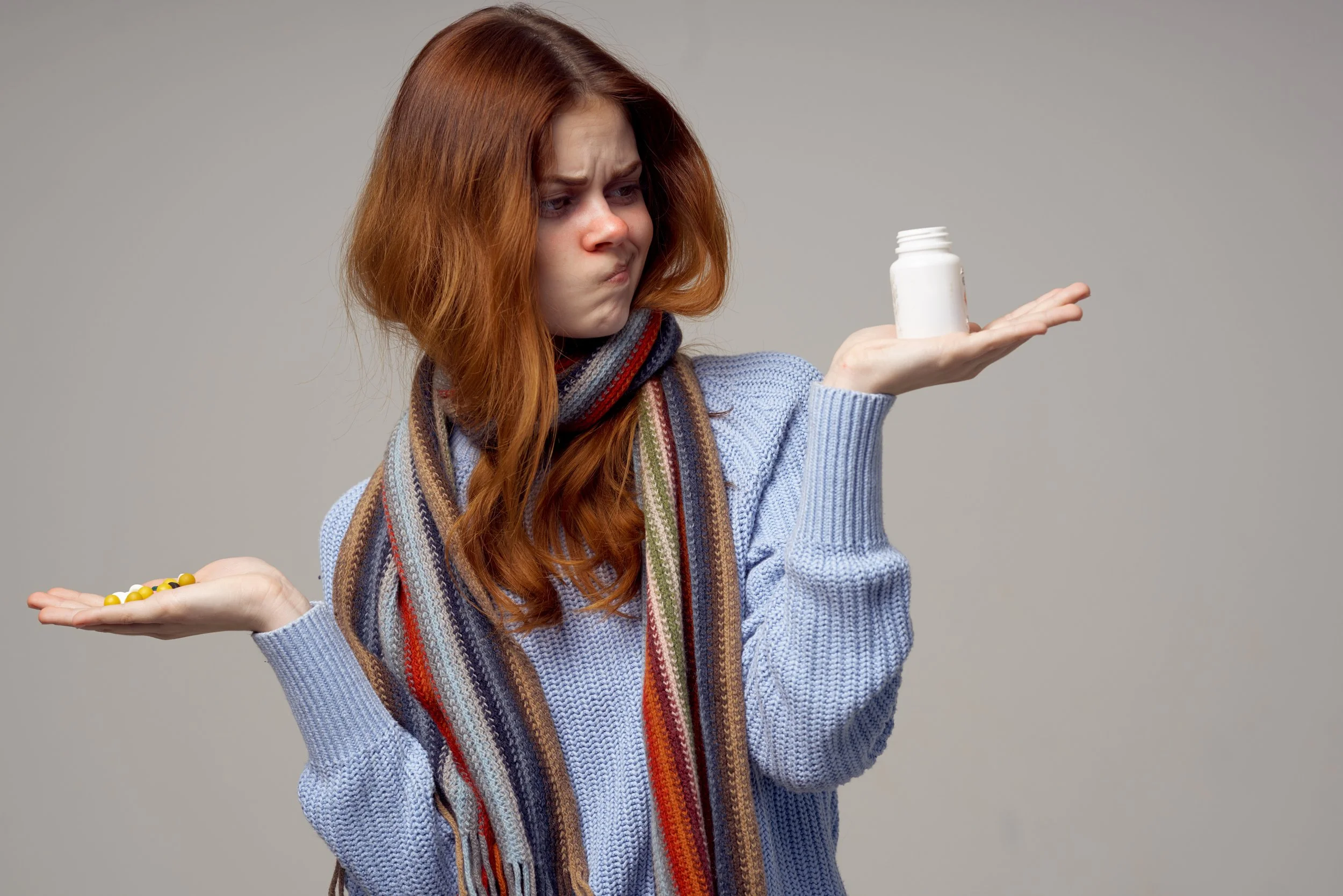 Woman debates about her medication