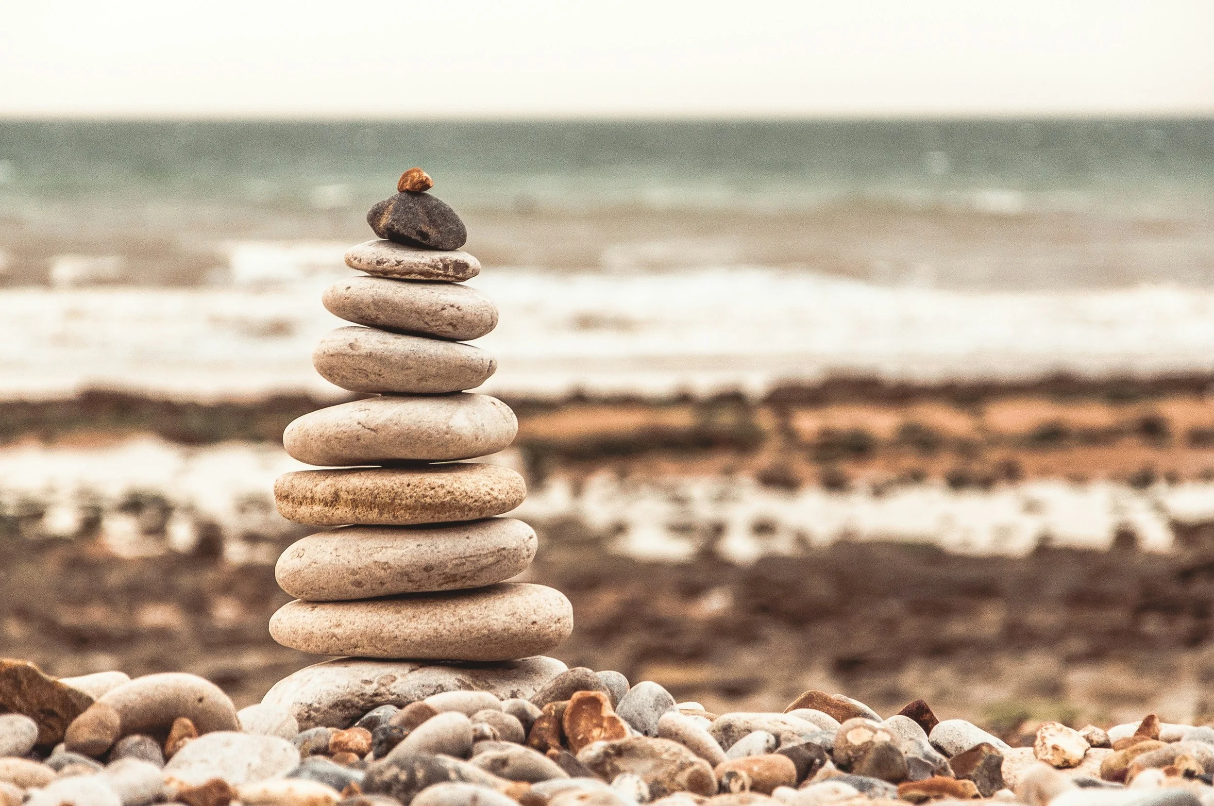 A pile of stones on the seashore