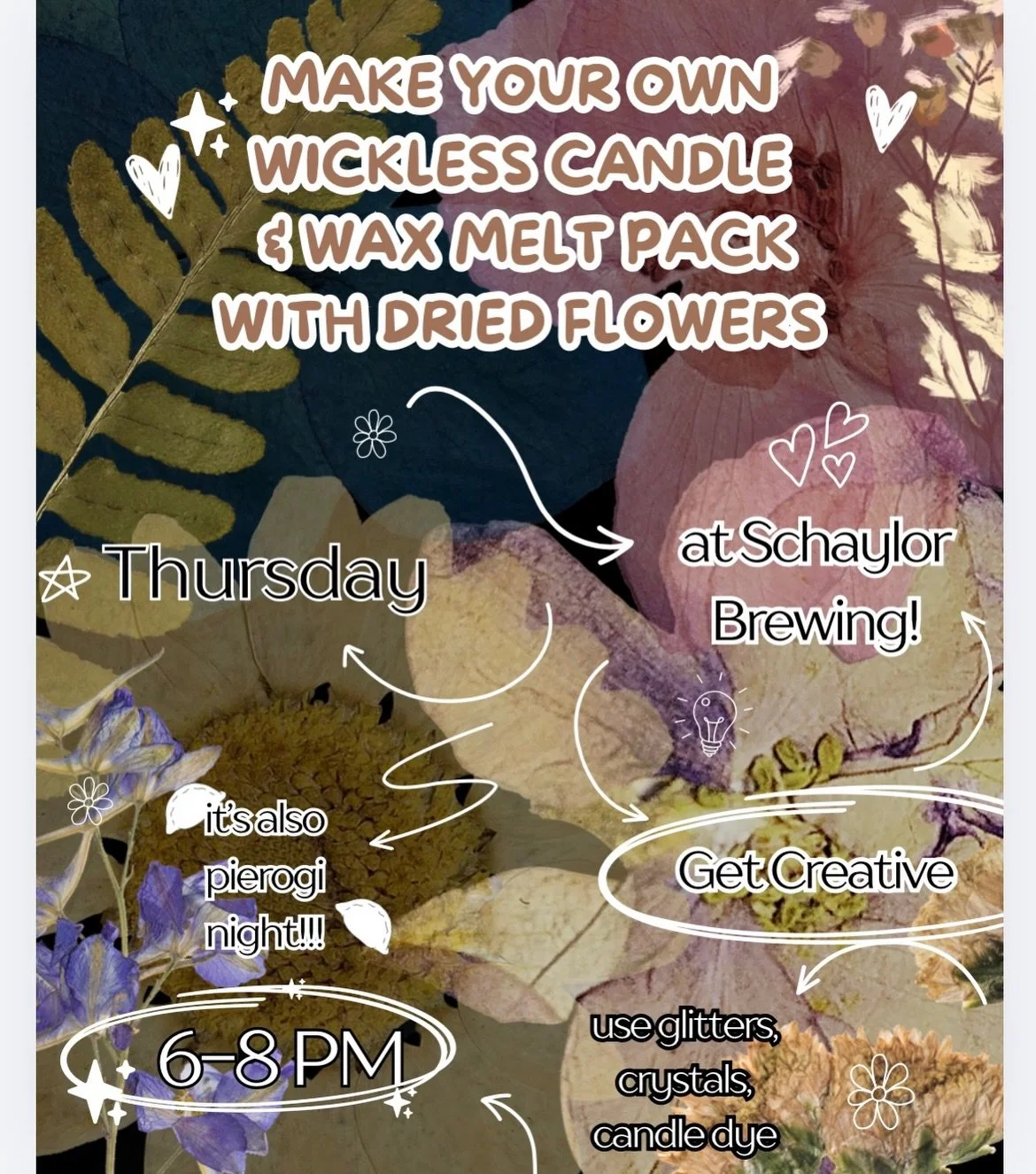 This is your sign to get the plans out of the group chat.

This is your sign to treat yourself.

This is your sign to do the thing you&rsquo;ve been meaning to do!

Join us for a relaxing hands-on botanical candle making experience. Perfect for your 