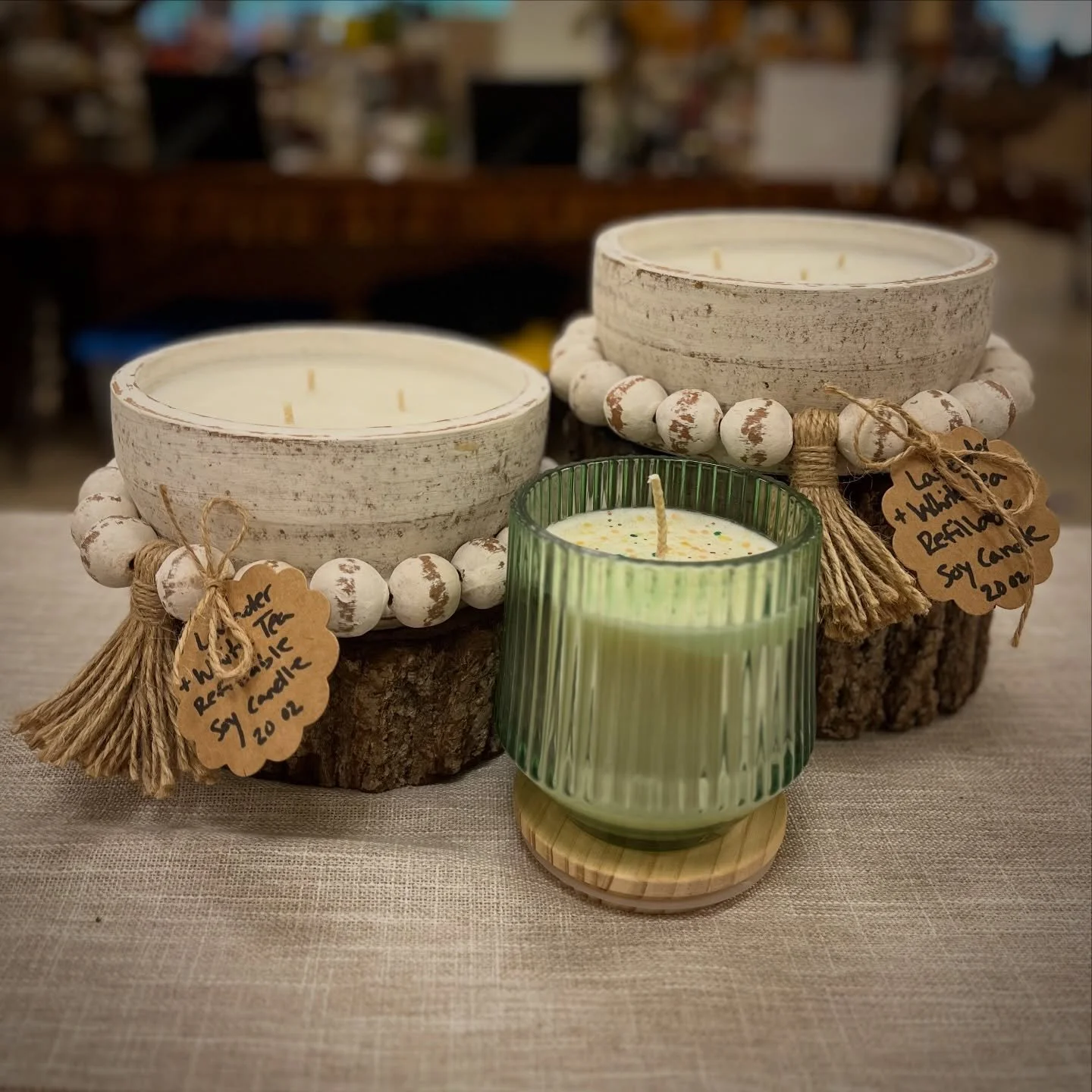 What&rsquo;s new?
Refillable beaded clay bowls are back. 
Blue embossed jars are restocked.
New wax melt scents.
Fresh Spring 9 oz.
Shop in person next Sunday at Schaylor Brewing🍻

What&rsquo;s happening?
Succulent workshop at @sweetrideicecream 4.3