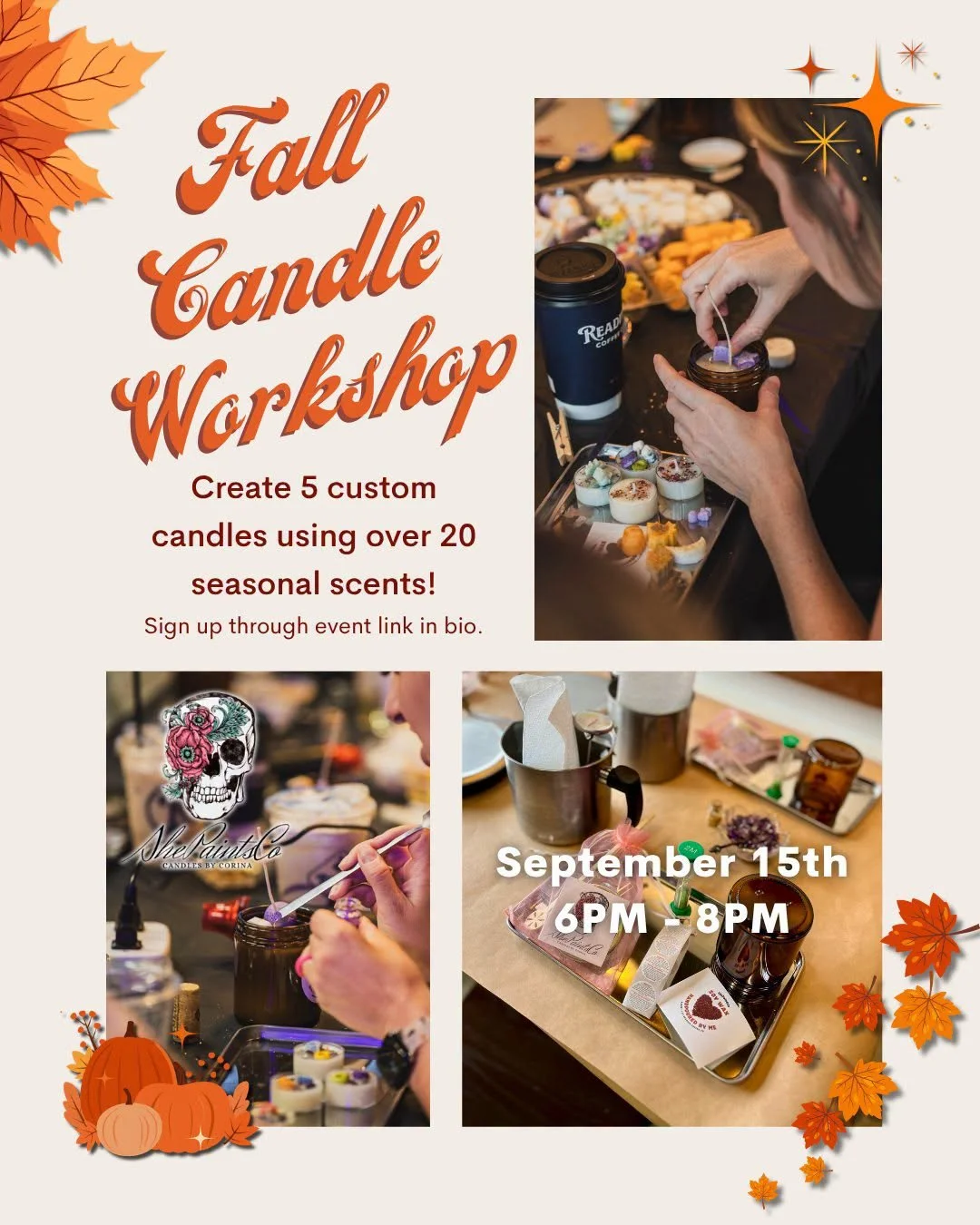 Fall CAndle making at Reading coffee co, birdsboro