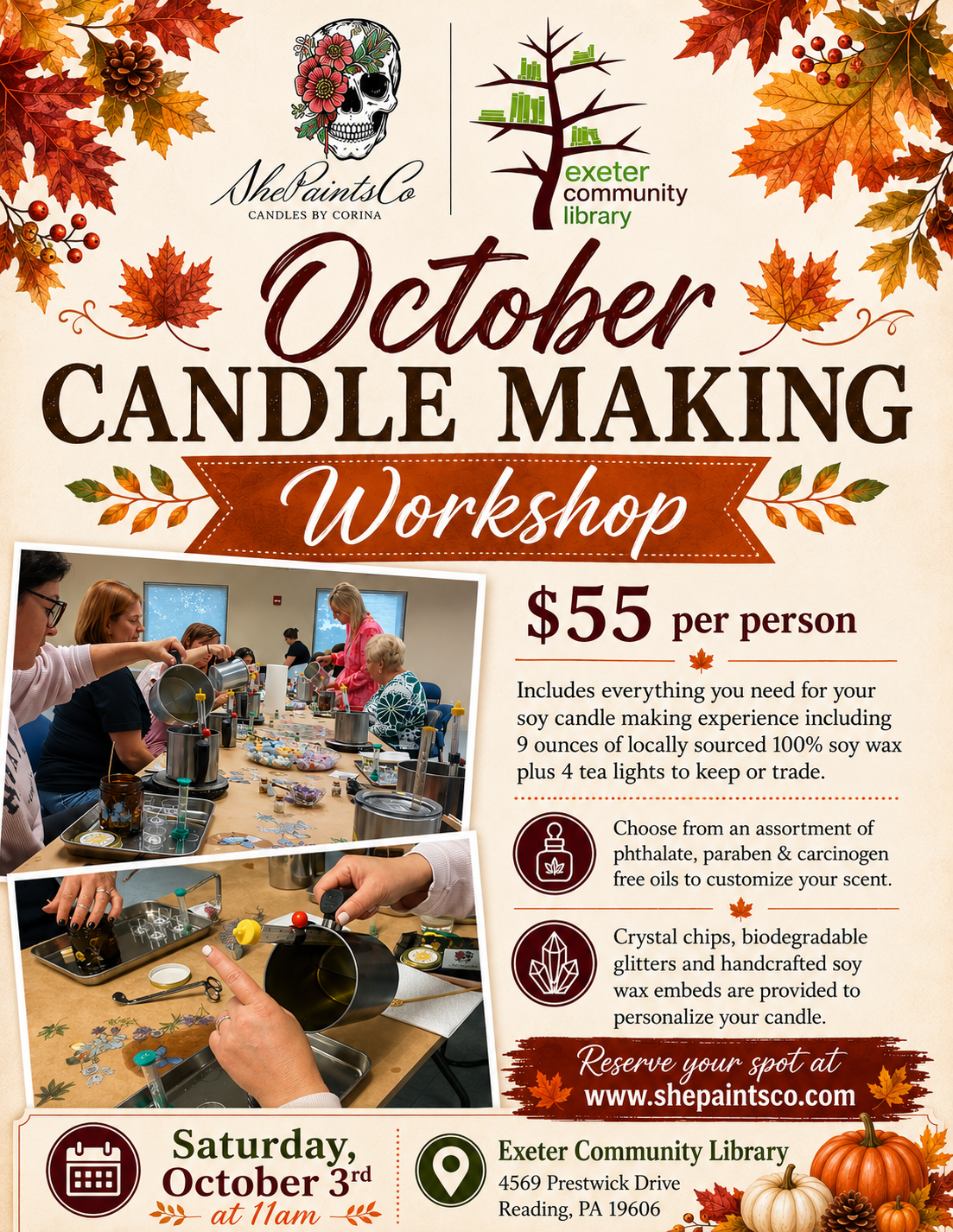 10.3 11 AM Fall Soy Candle Making Workshop at Exeter Library