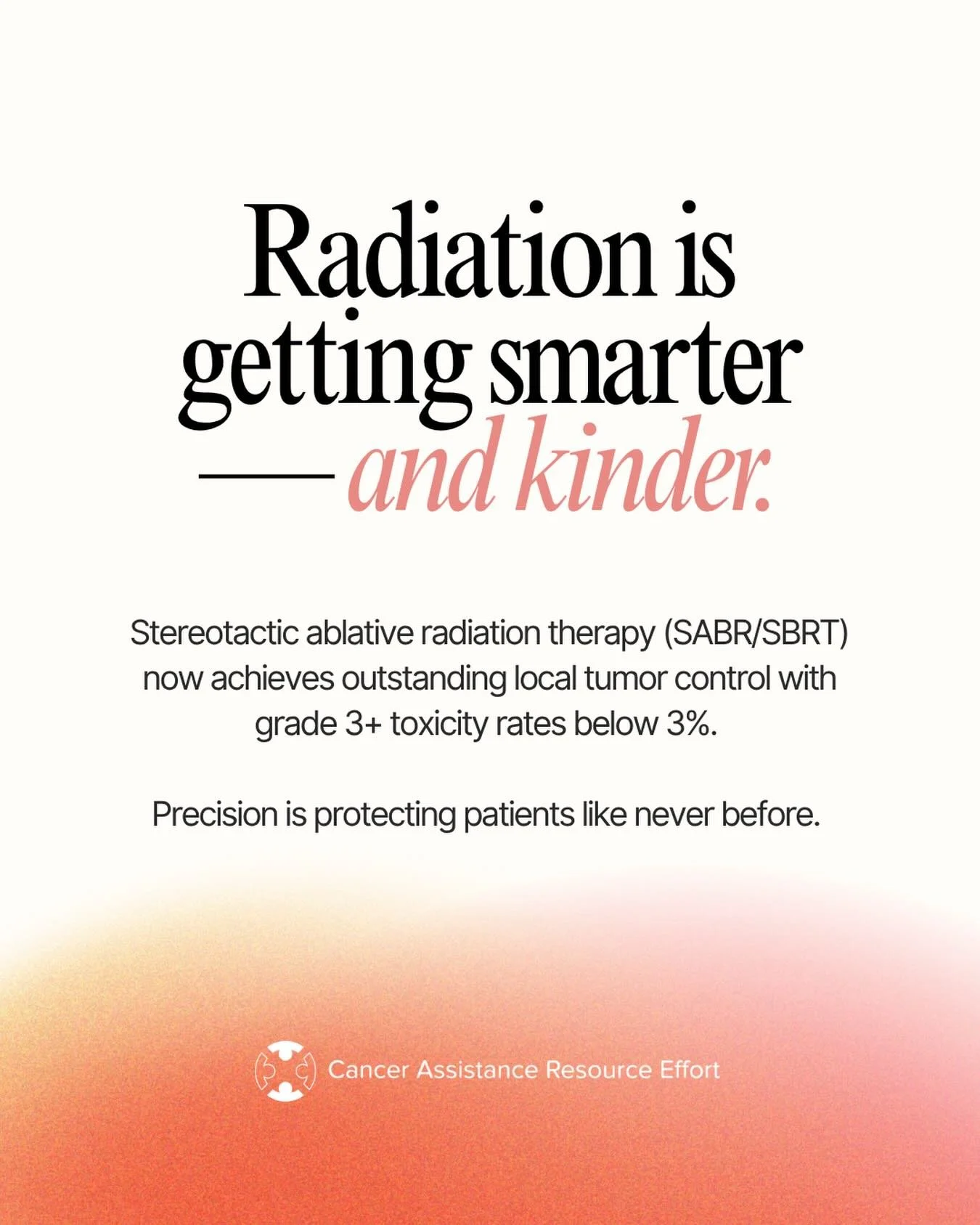 ☀️Radiation Oncology &ndash; Radiation Therapy is getting smarter &mdash; and kinder. Stereotactic ablative radiation therapy (SABR/SBRT) now achieves outstanding local tumor control with grade 3+ toxicity rates below 3%. Precision is protecting pati