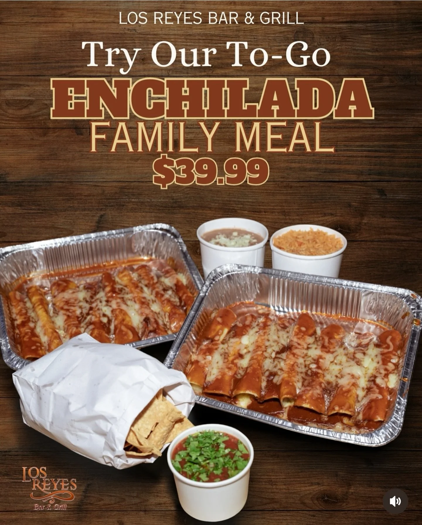 💃🍴You can&rsquo;t beat our Delicious Enchilada Family Meal!

Enjoy your choice of cheese, shredded chicken, or shredded beef enchiladas with red sauce. 
Mix and match your trays, each tray comes with 8 enchiladas! You&rsquo;ll also receive 32 oz. o