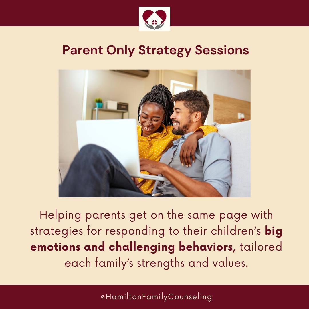 At Hamilton Family Counseling we specialize in children ages 1-10 with big emotions and challenging behaviors including Parent Only Strategy Sessions.

Schedule a free 15 minute consultation now to learn more!

Link in bio or go to www.HFCounsel.com/