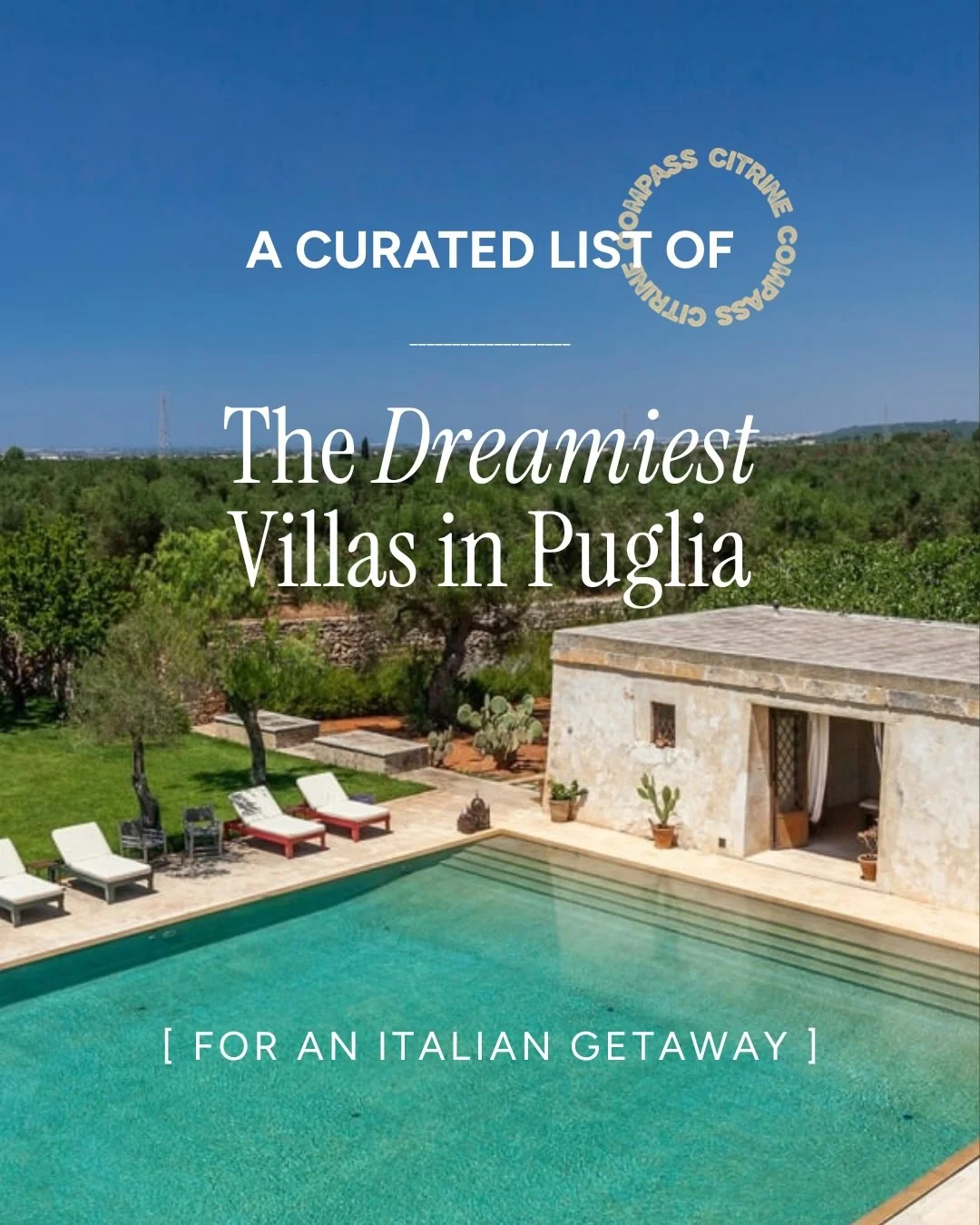 About that bachelorette in Puglia we&rsquo;re planning&hellip;

These are a few of the villas that made our shortlist while sourcing for a group that wanted plenty of outdoor space, gorgeous design and easy access to beaches by day and chic nights ou