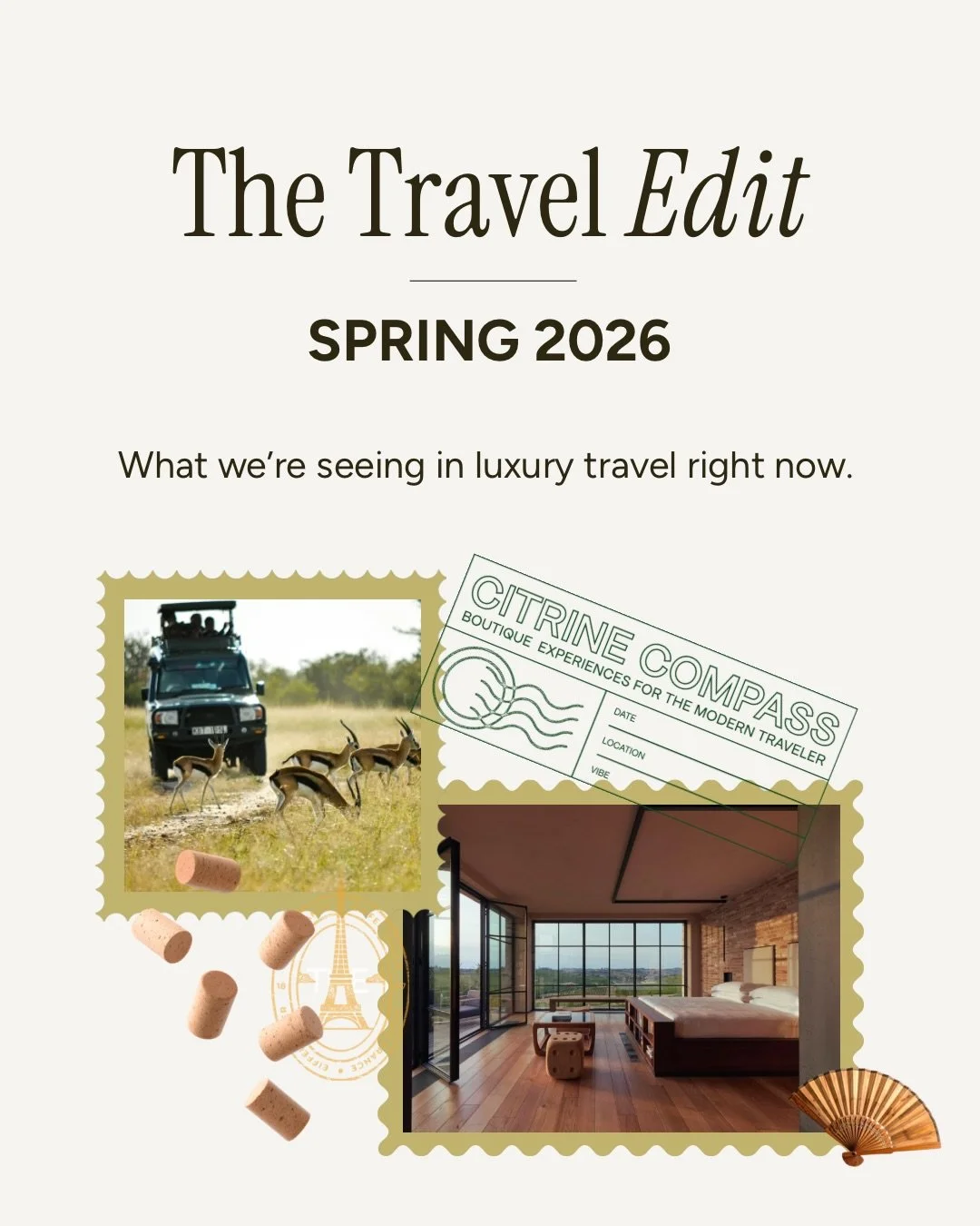 The Travel Edit | Spring 2026

We spend every day talking with clients and our global network of hotel and destination partners, which means we get the scoop on what is top-of-mind in the travel world.

From highly personalized safaris to a fresh tak