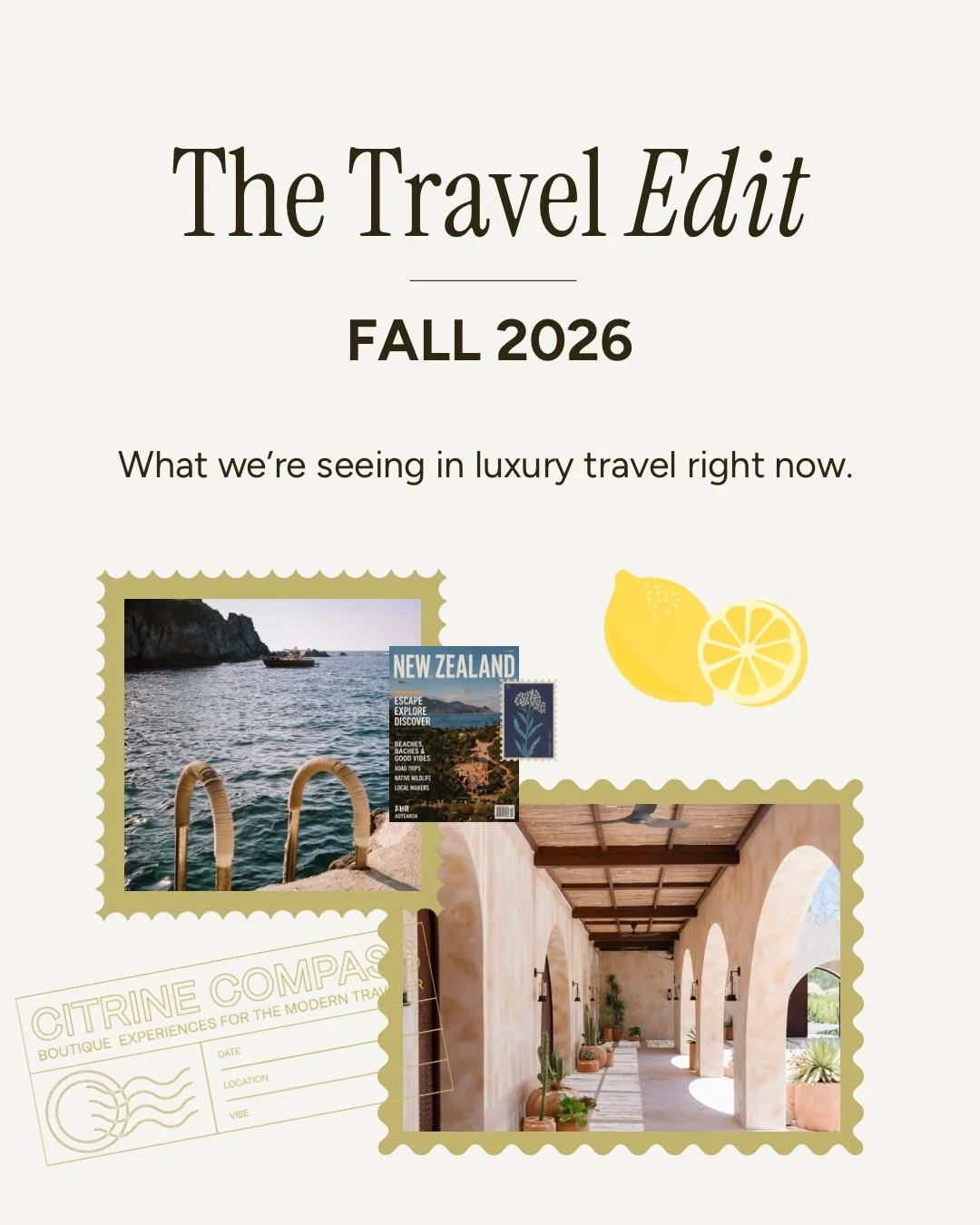 We spend every day talking with clients and our global network of hotel and destination partners, giving us a front-row seat to what&rsquo;s shaping luxury travel.

From first-class upgrades and Italy off the beaten path to the rise of Cabo&rsquo;s E