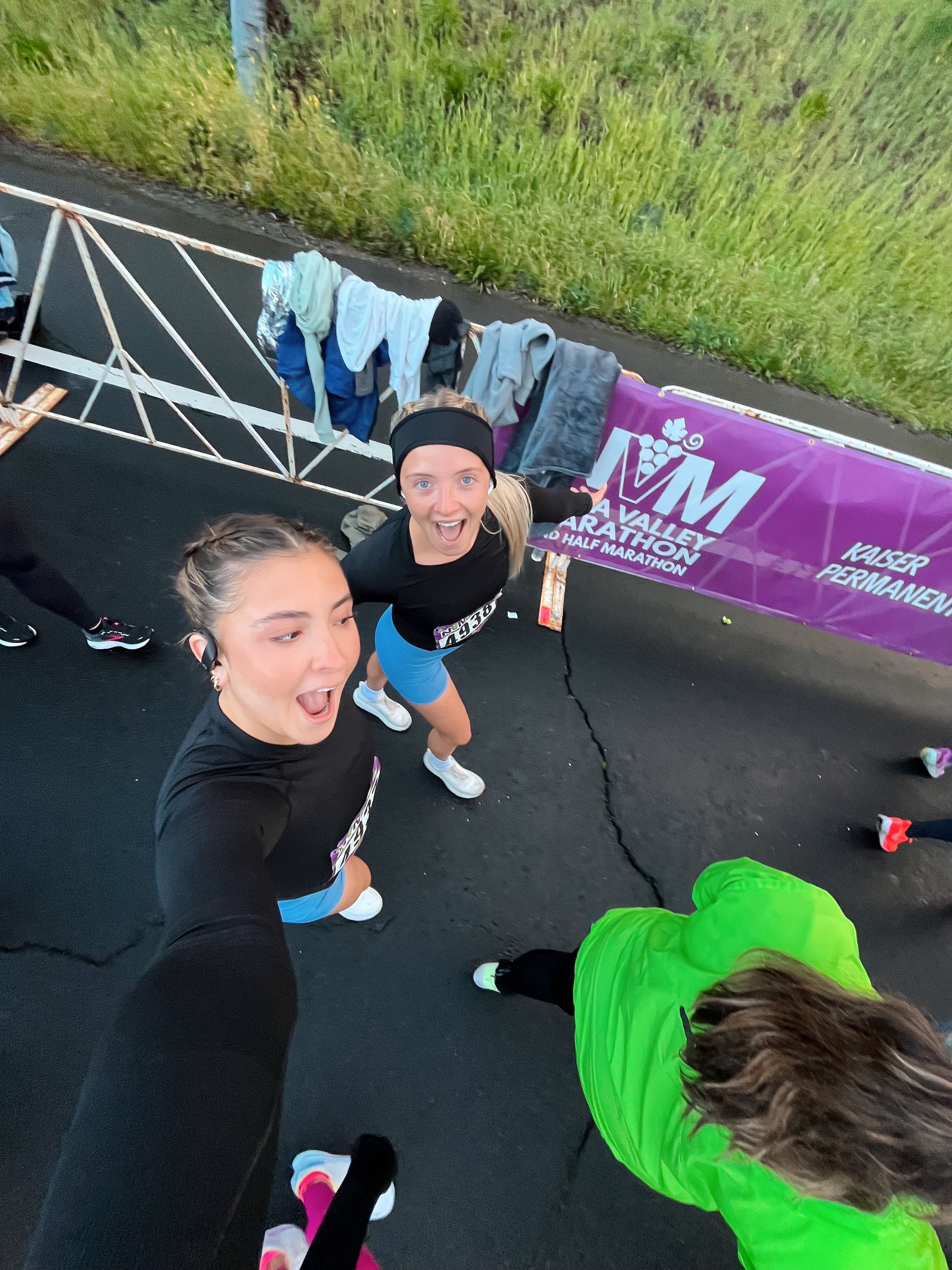 Madeline and Natasha running the Napa Valley Half Marathon in March 2023