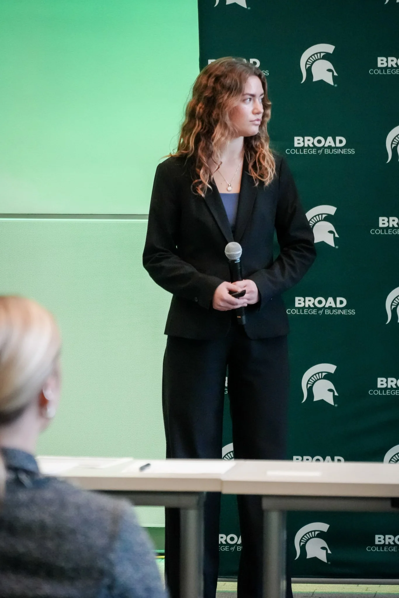 Our member Raelee at our Case Competition.