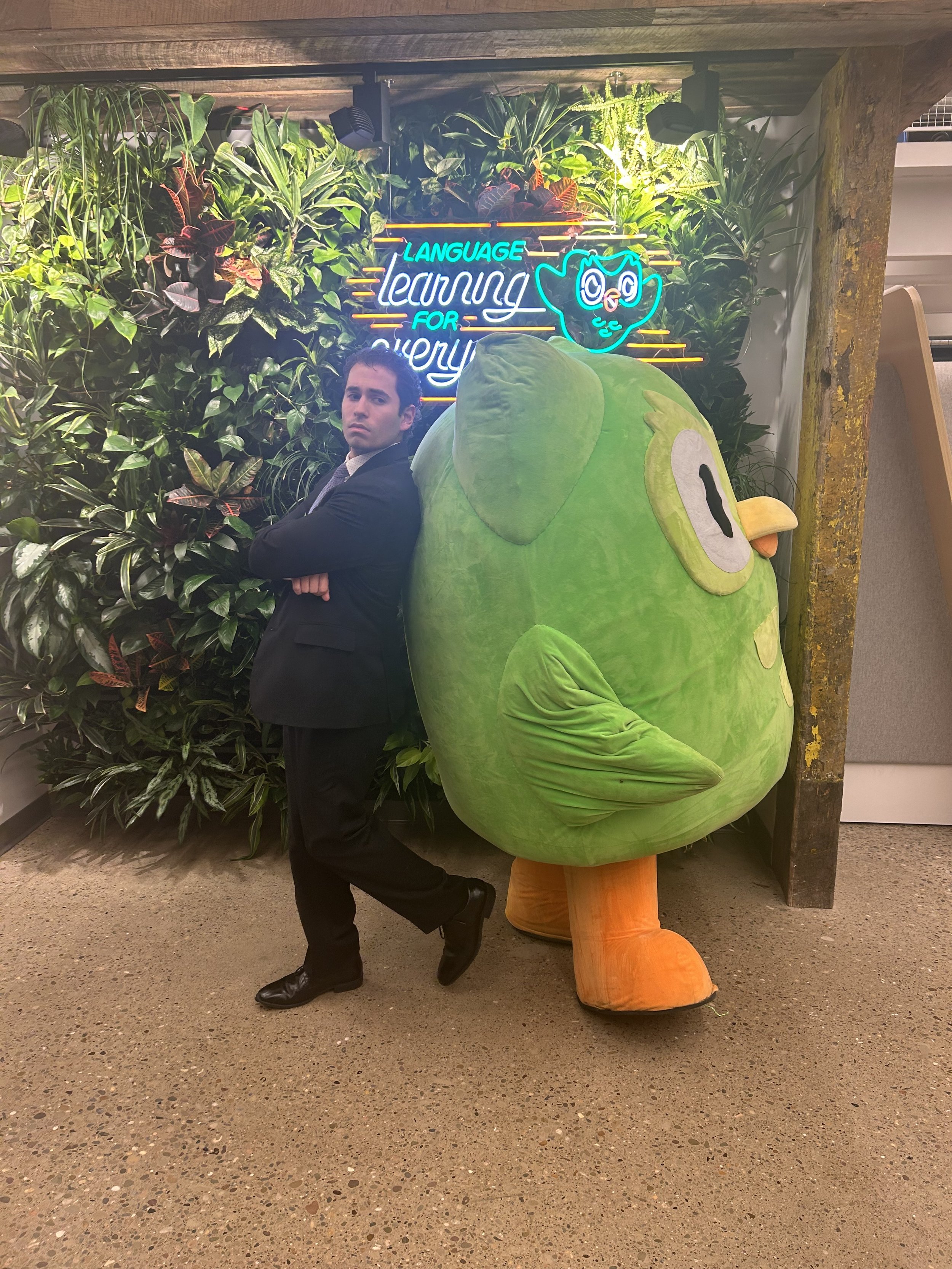 Met the official Duolingo mascot, Duo!