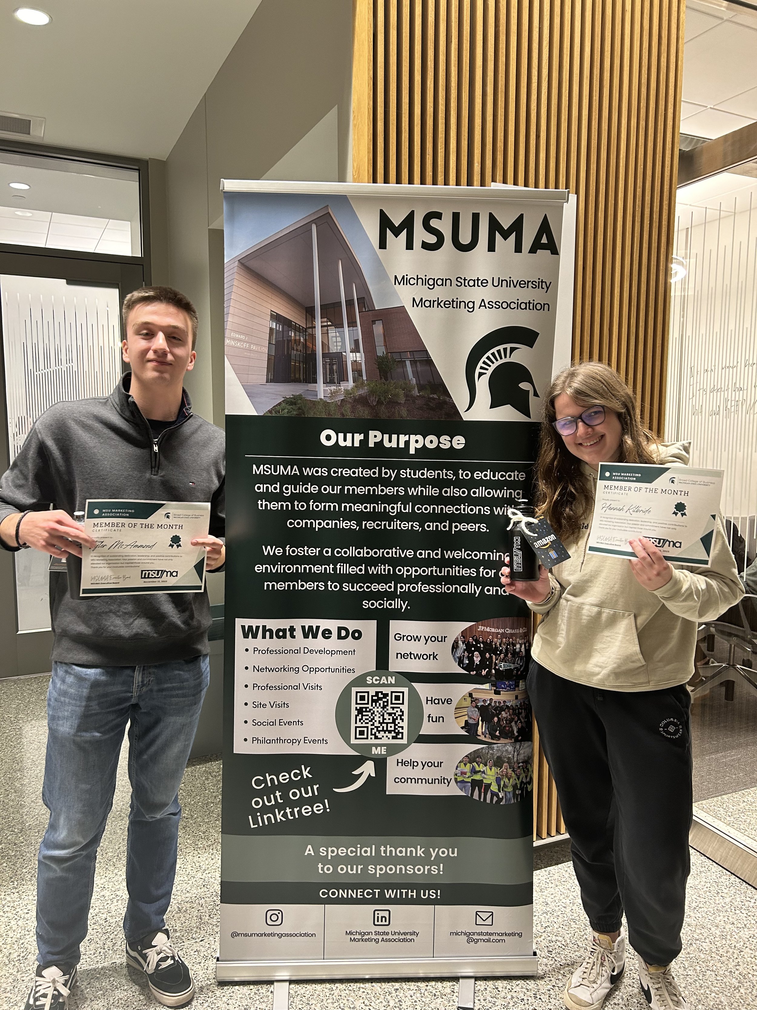 Our first members of the month for the Fall 2023 semester, Tyler McAmmond and Hannah Kilbride!