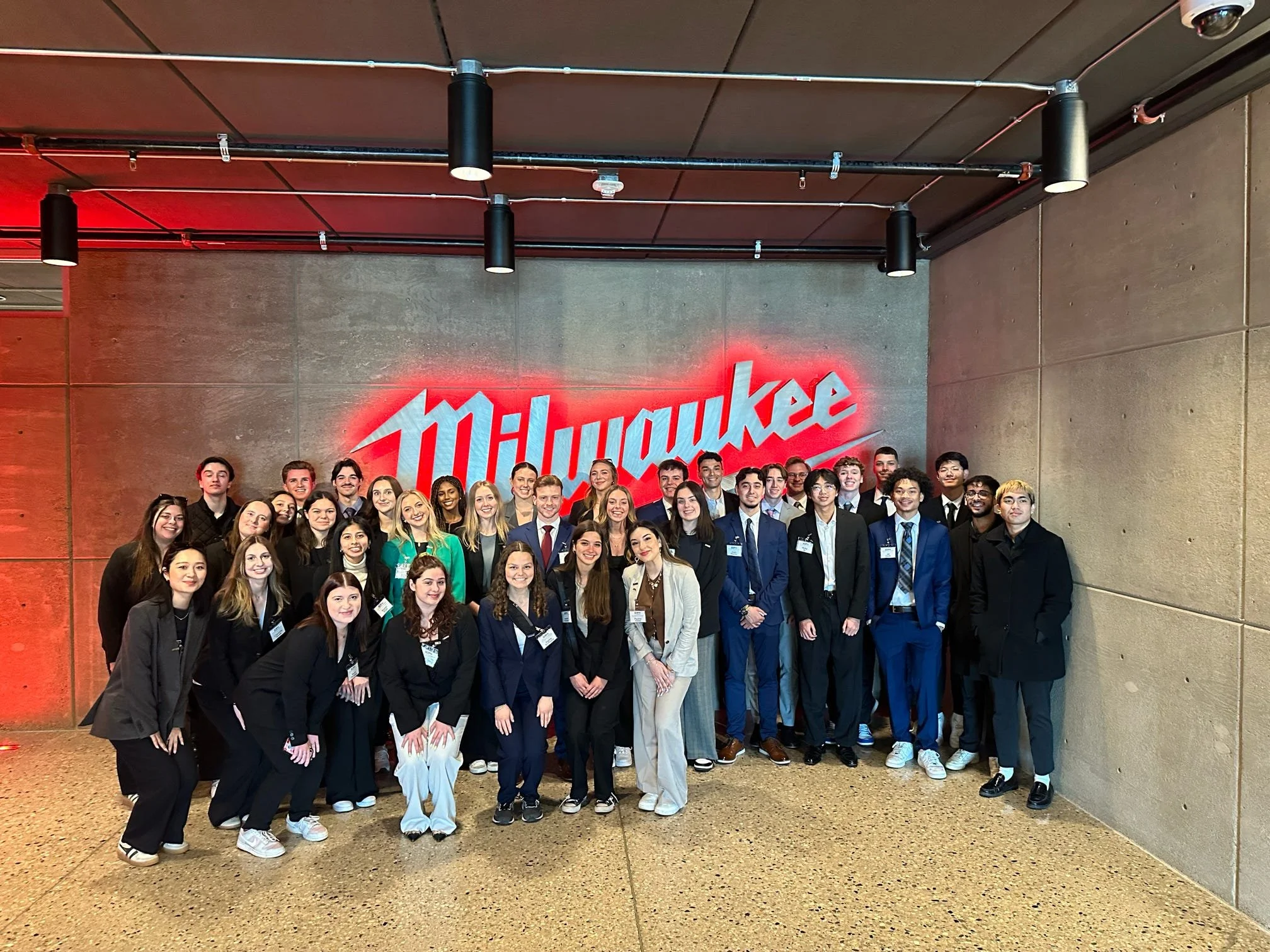 Group photo after our tour of Milwaukee Tool on the Spring Trip to Wisconsin 2025
