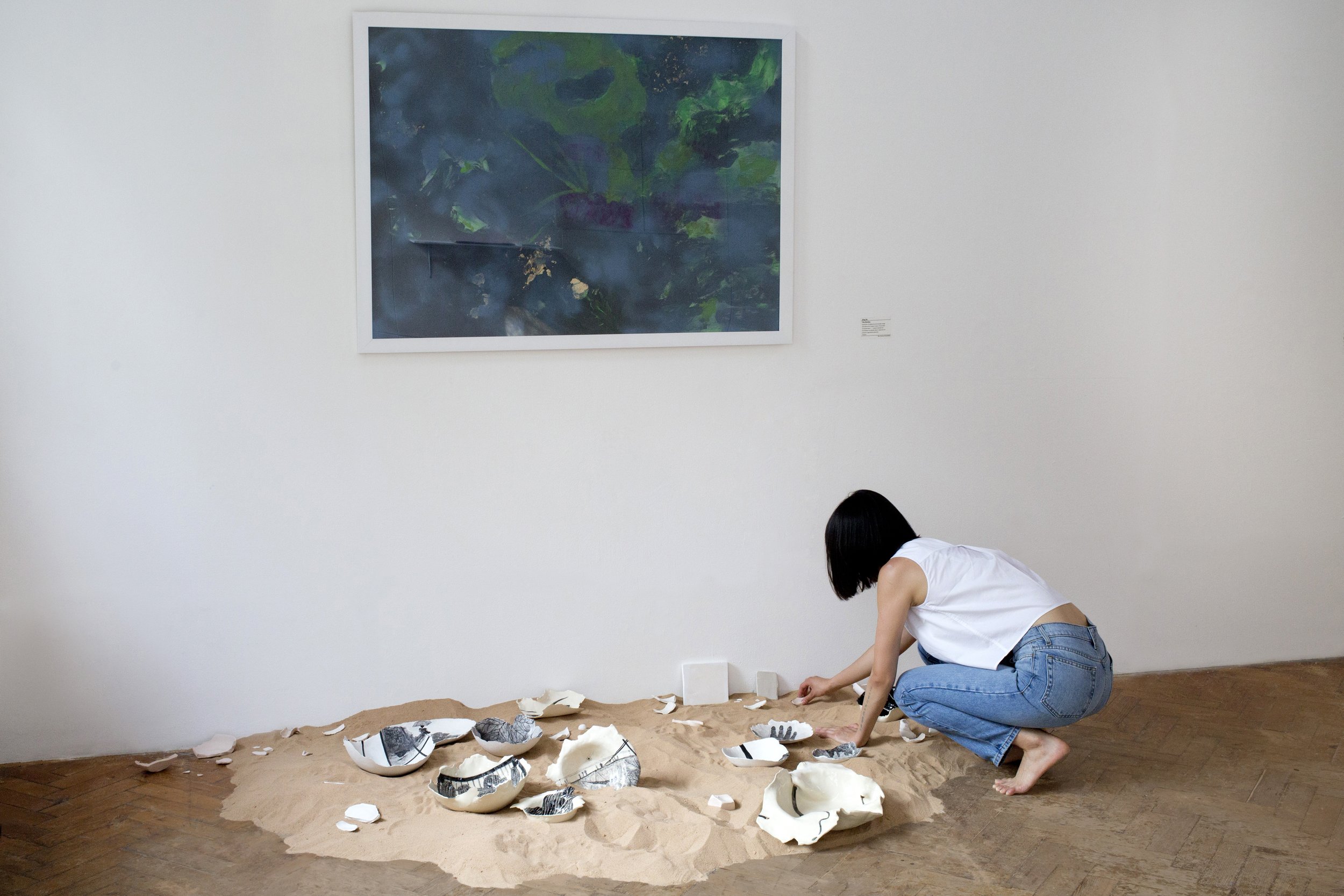 A Super Special Garden, Acrylic, Paper, Pencil, Sand and Ceramic, 2017