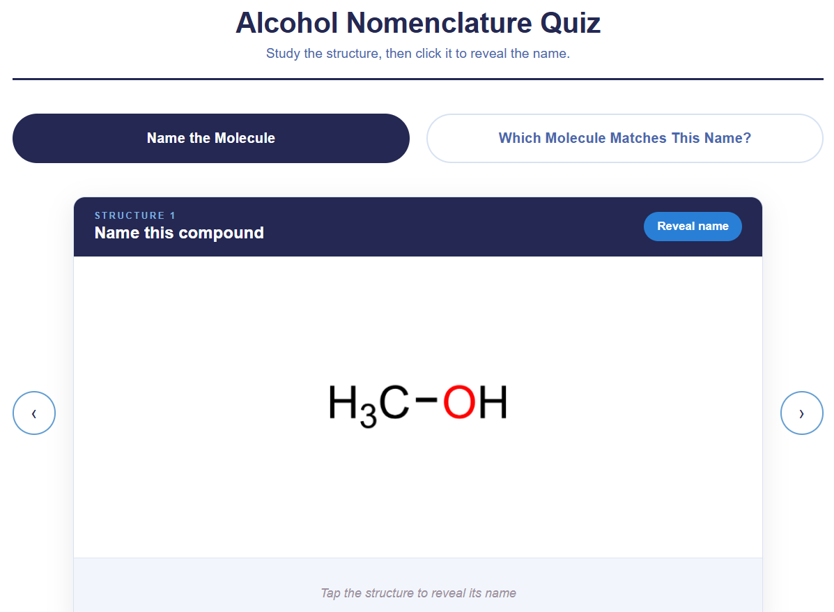 Alcohol Nomenclature Quiz