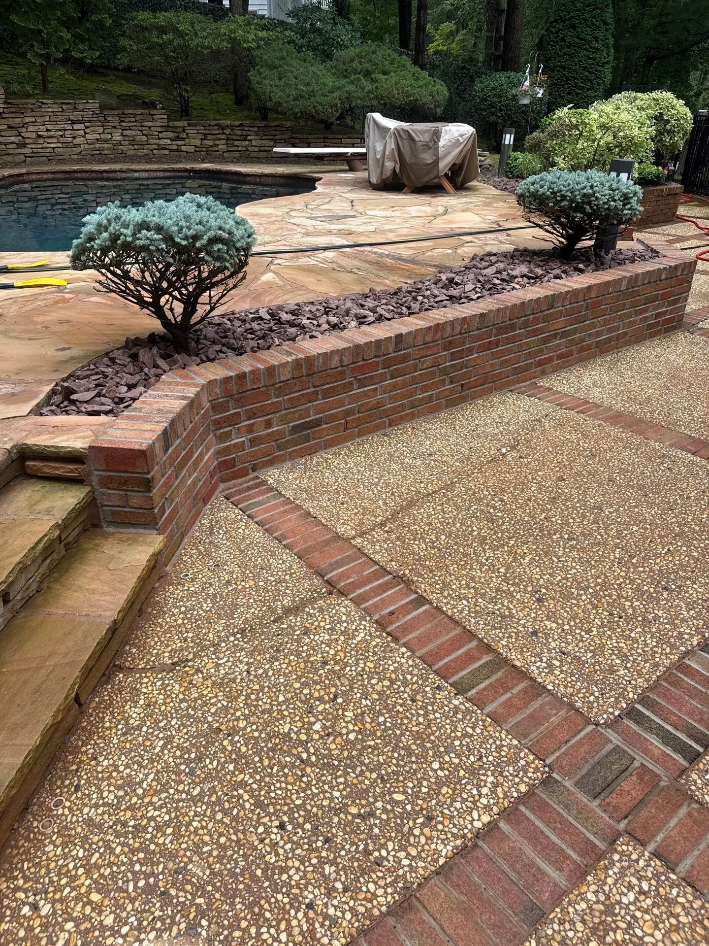 Brick Retaining Wall Repointing Breathes New Life Into a Pool Patio